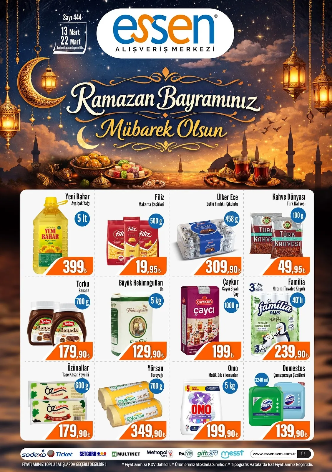 Essen Essen Avm 13 Mart 2026 Aktüel Kataloğu sayfa 1: Çaykur Çaycı Siyah Çay 1000 G, Ülker Ece Sütlü Fındıklı Çikolata 458 G