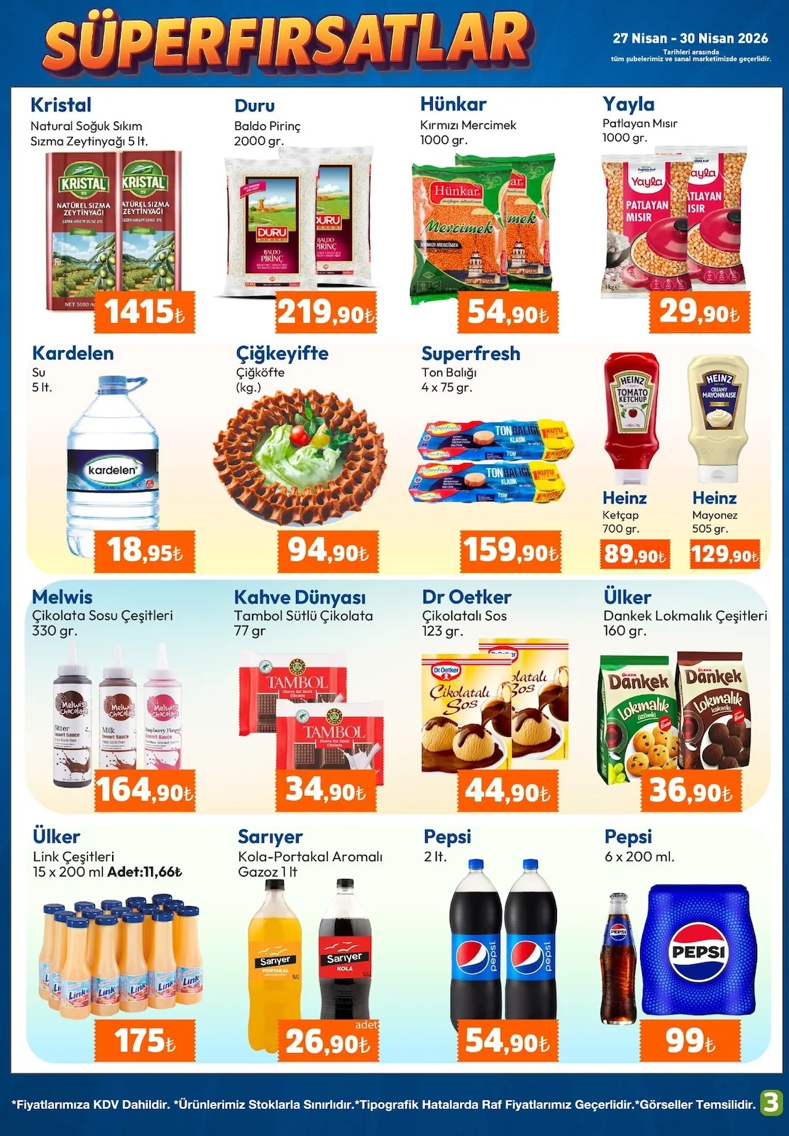 Essen Essen Avm 27 Nisan 2026 Aktüel Kataloğu sayfa 3: Duru Baldo Pirinç 2000 Gr., Ülker Dankek Lokmalık Çeşitleri 160 Gr.