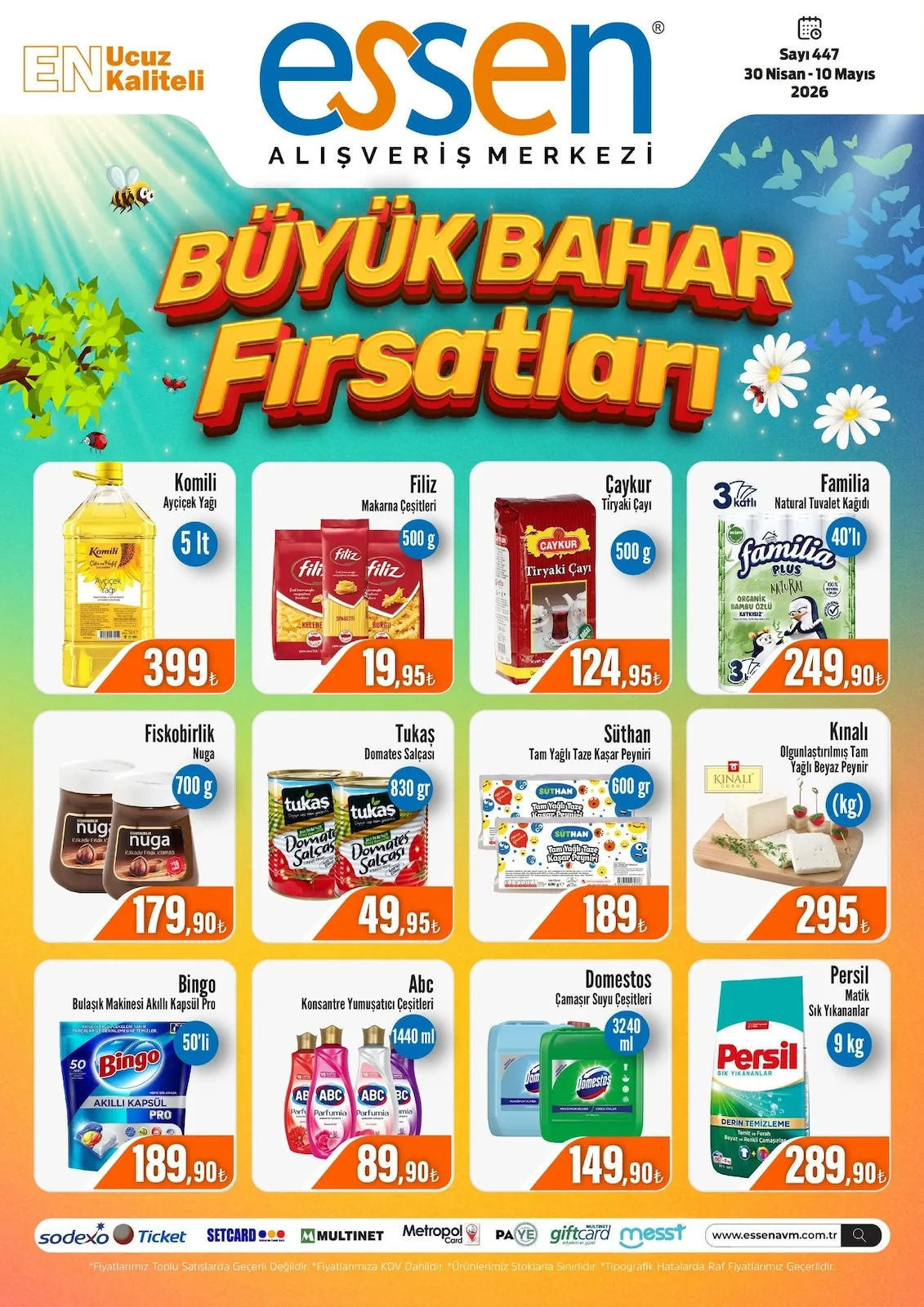Essen Essen Avm 30 Nisan 2026 Aktüel Kataloğu sayfa 1: Komili Ayçiçek Yağı 5 Lt, Kınalı Olgunlaştırılmış Tam Yağlı Beyaz Peynir (Kg)