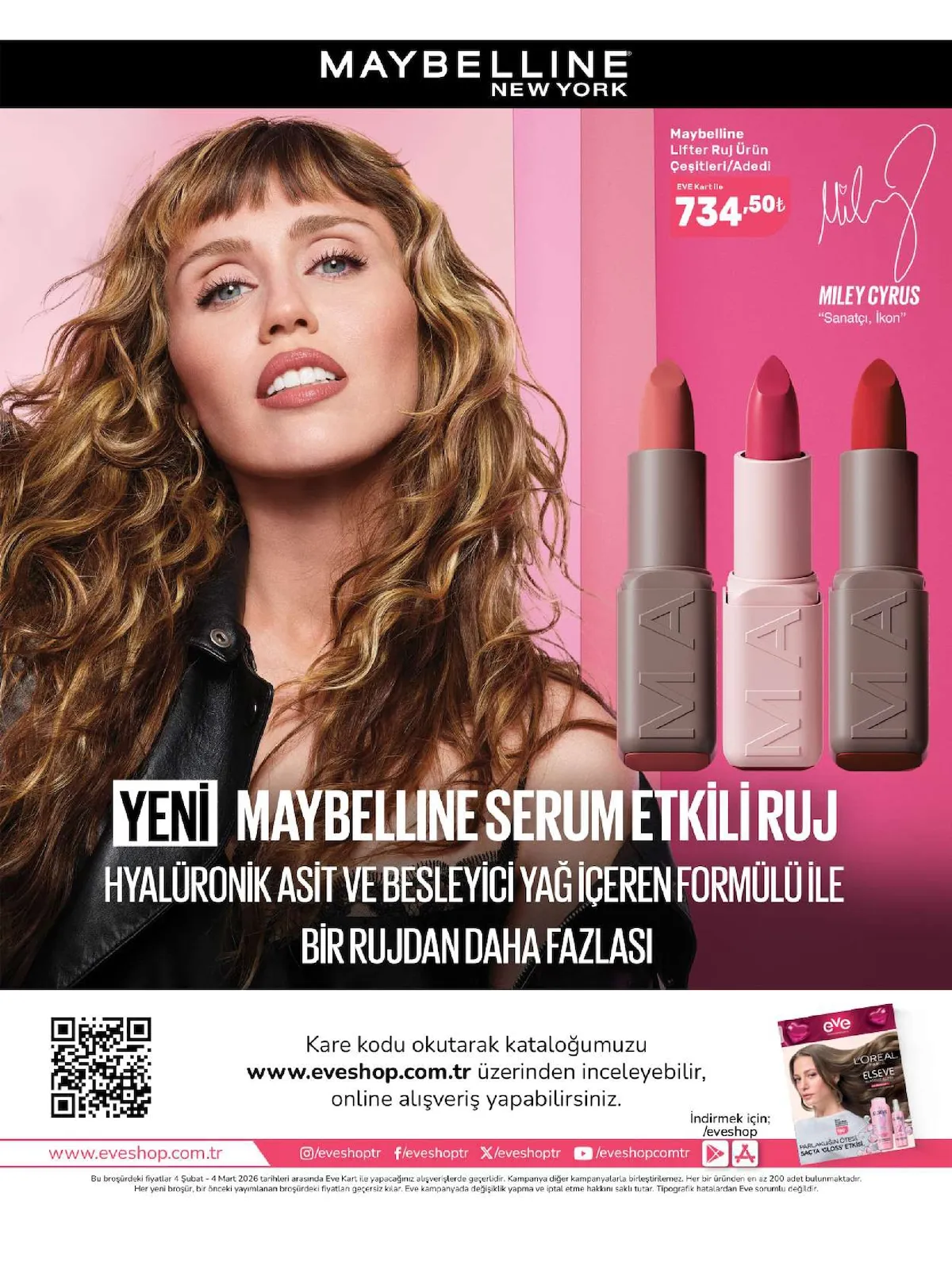 Eveshop Eveshop 4 Şubat 2026 Aktüel Kataloğu sayfa 36: Maybelline New York Serum Etkili Ruj