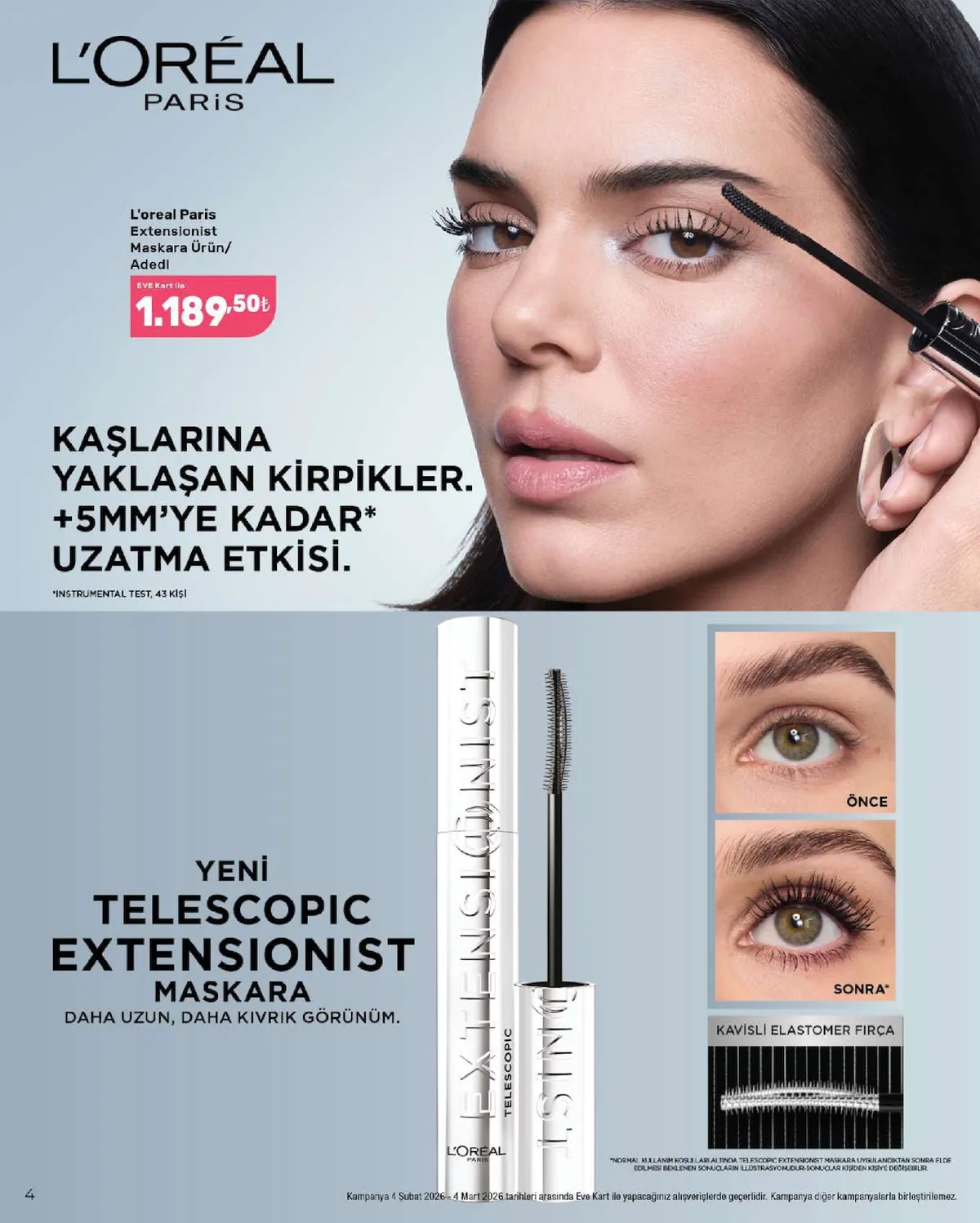 Eveshop Eveshop 4 Şubat 2026 Aktüel Kataloğu sayfa 4: Loreal Paris Extensionist Maskara Ürün/Adedi
