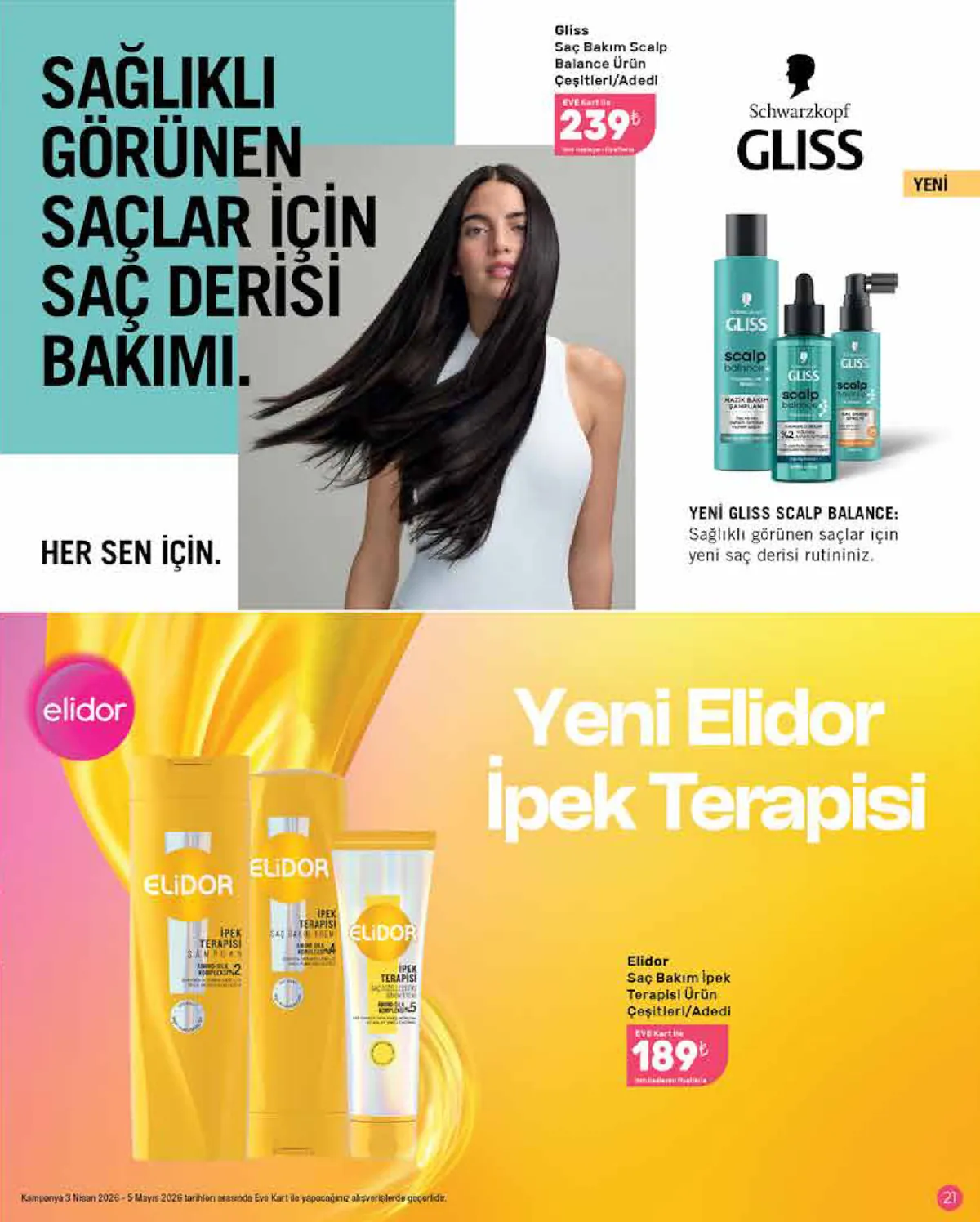 Eveshop Eveshop 3 Nisan 2026 Aktüel Kataloğu sayfa 21: Elidor İpek Terapisi, Saç Bakımı