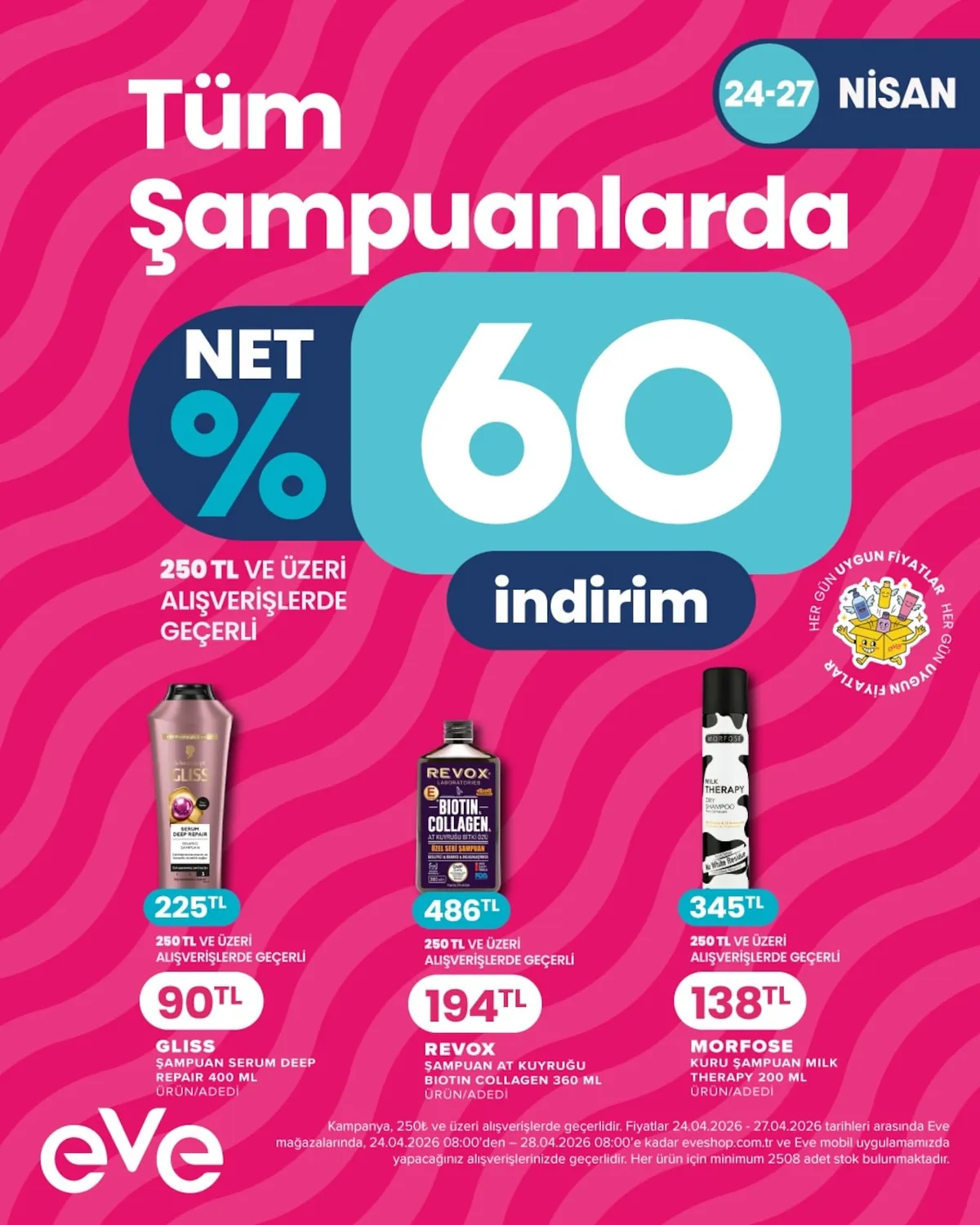 Eveshop Eveshop 24 Nisan 2026 Aktüel Kataloğu sayfa 19: Schwarzkopf Gliss Serum Deep Repair Shampoo 500 Ml