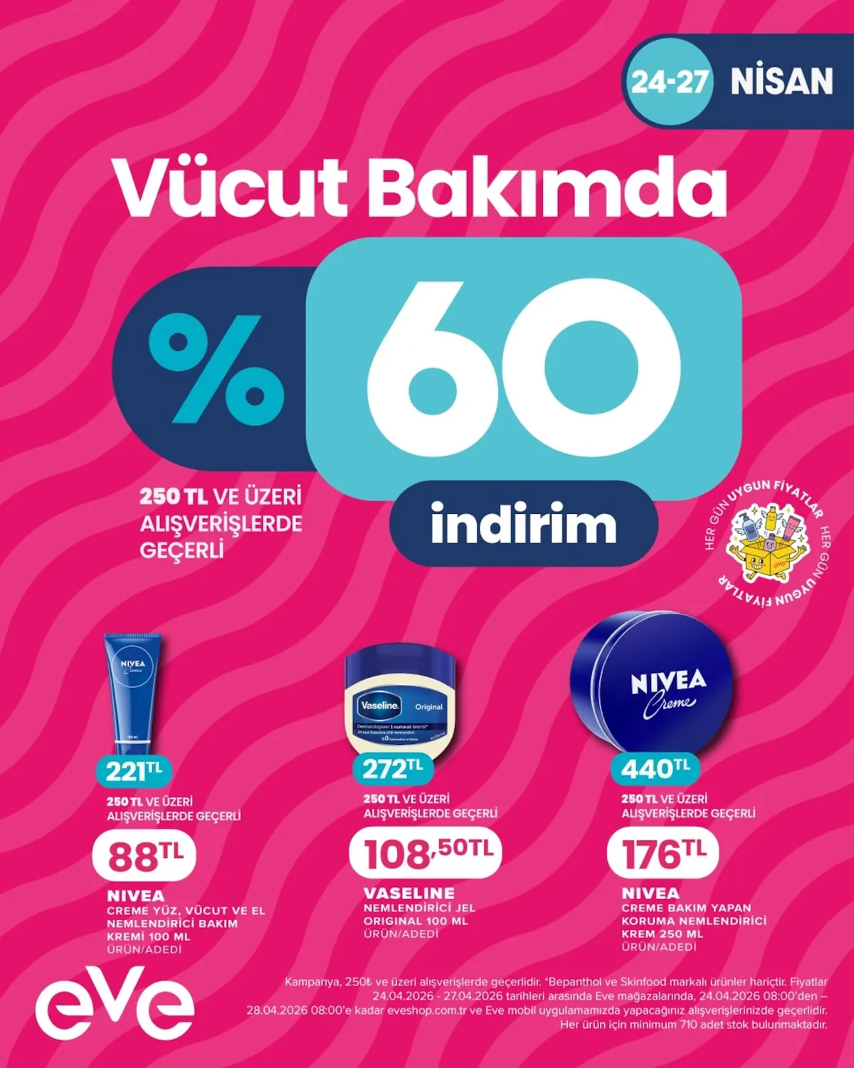 Eveshop Eveshop 24 Nisan 2026 Aktüel Kataloğu sayfa 22: Nivea Creme Yüz, Vücut Ve El Nemlendirici Bakım Kremi 100 Ml