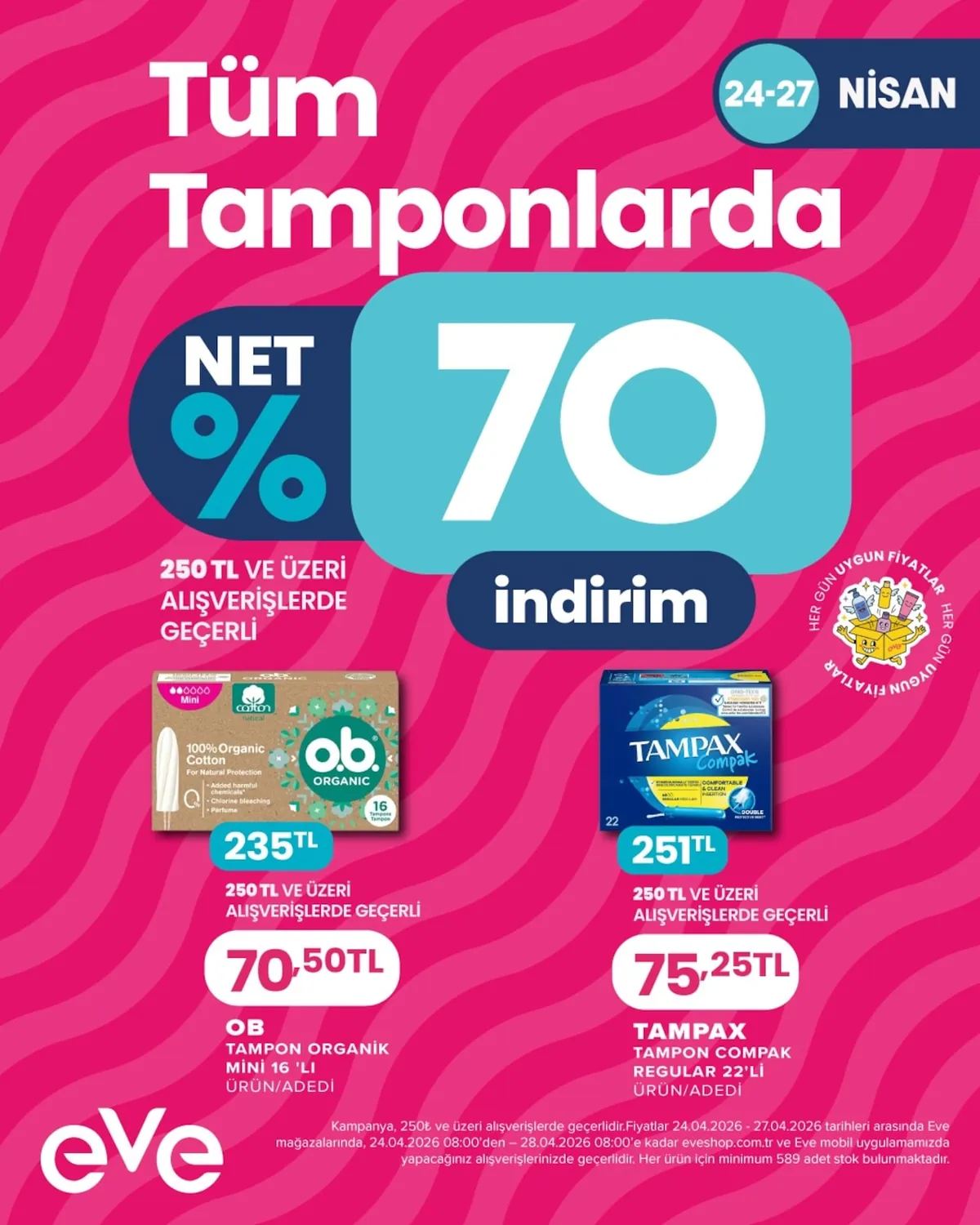 Eveshop Eveshop 24 Nisan 2026 Aktüel Kataloğu sayfa 5: Ob Organic Mini 16 Tampons