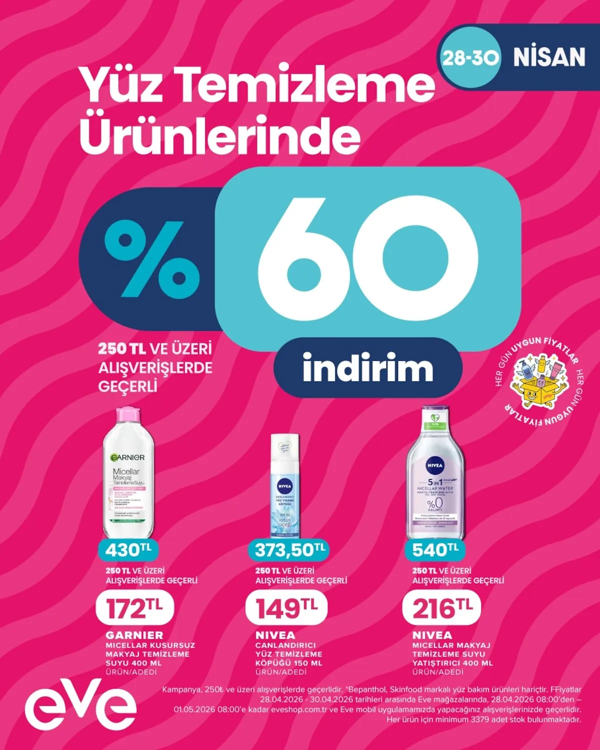 Eveshop Eveshop 28 Nisan 2026 Aktüel Kataloğu sayfa 16: Nivea 5In1 Micellar Water Makyaj Temizleme Suyu, Garnier Micellar Makyaj Temizleme Suyu