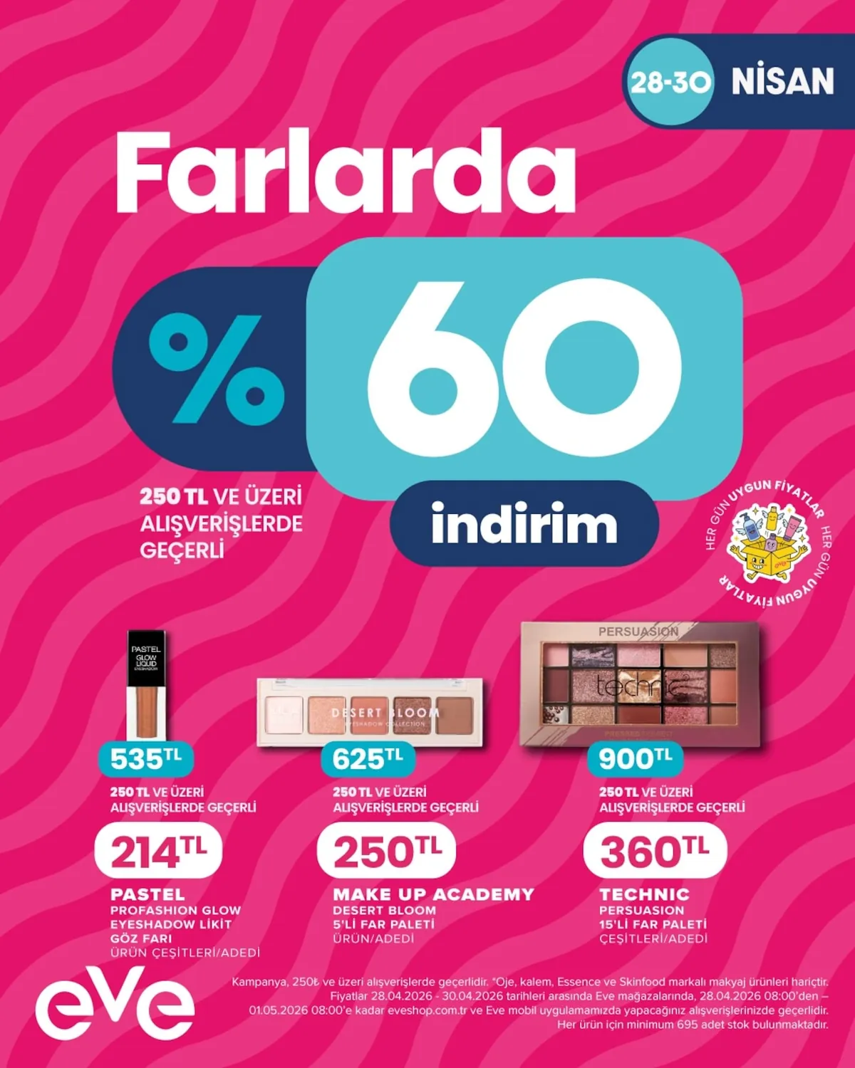 Eveshop Eveshop 28 Nisan 2026 Aktüel Kataloğu sayfa 4: Pastel Profashion Glow Eyeshadow Likit Göz Farı