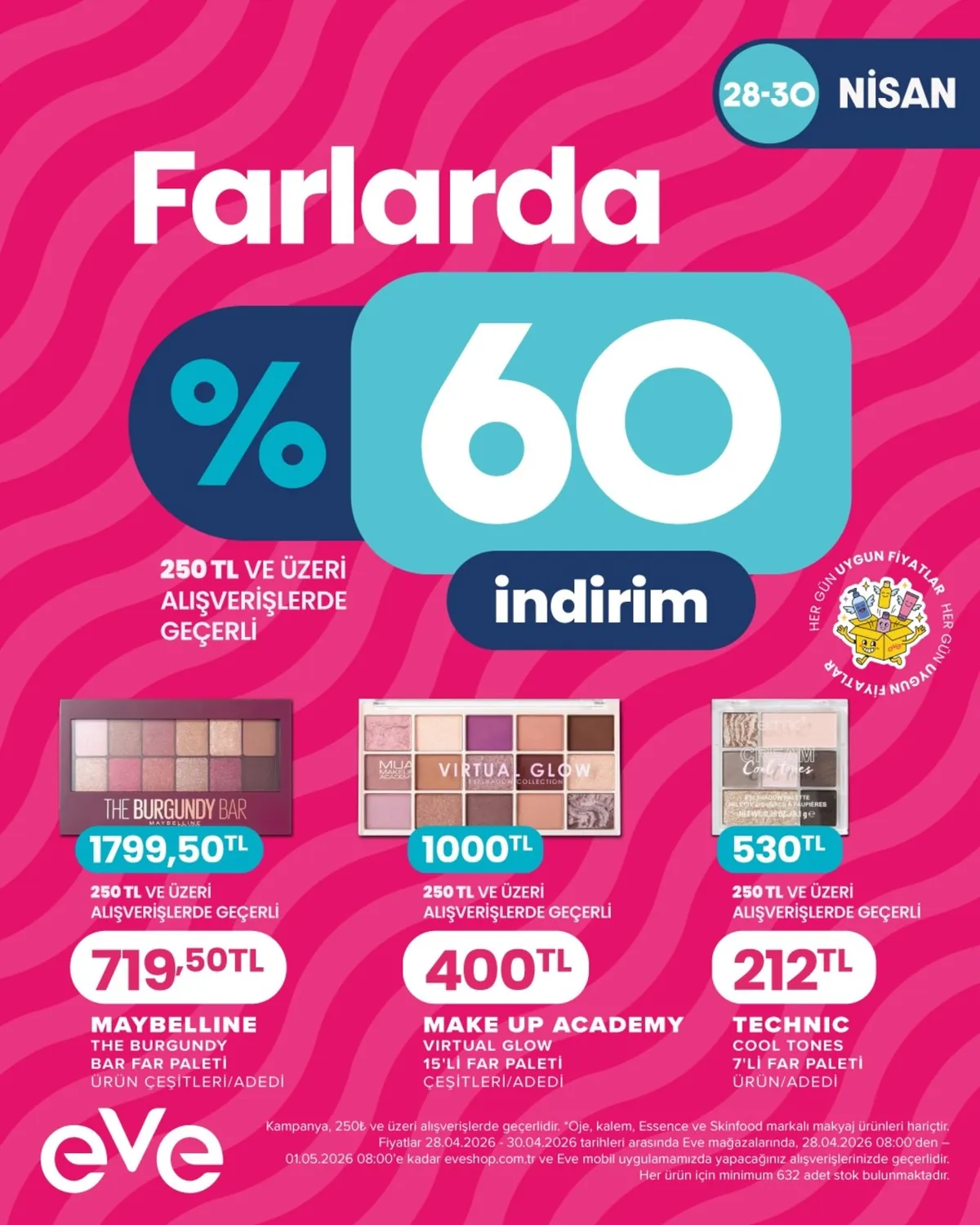 Eveshop Eveshop 28 Nisan 2026 Aktüel Kataloğu sayfa 5: The Burgundy Bar Eyeshadow Palette, Technic Cream Cool Tones Eyeshadow Palette
