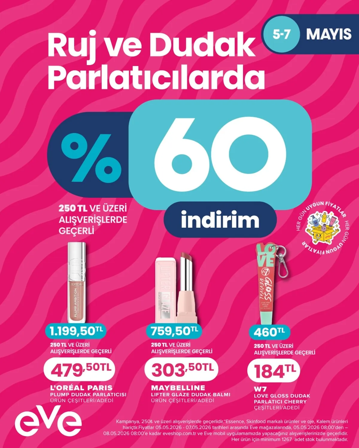 Eveshop Eveshop 5 Mayıs 2026 Aktüel Kataloğu sayfa 10: L'Oreal Paris Plump Ambition Hyaluron Lip Oil, Maybelline New York Lifter Gluze
