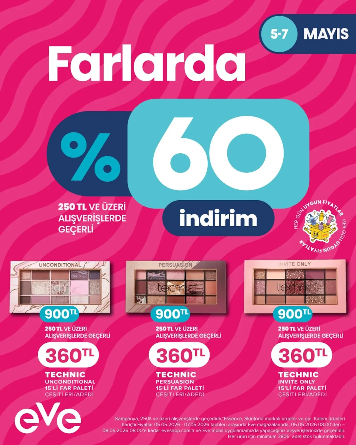 Eveshop Eveshop 5 Mayıs 2026 Aktüel Kataloğu sayfa 6: Technic Invite Only 15'Li Far Paleti, Technic Persuasion 15'Li Far Paleti