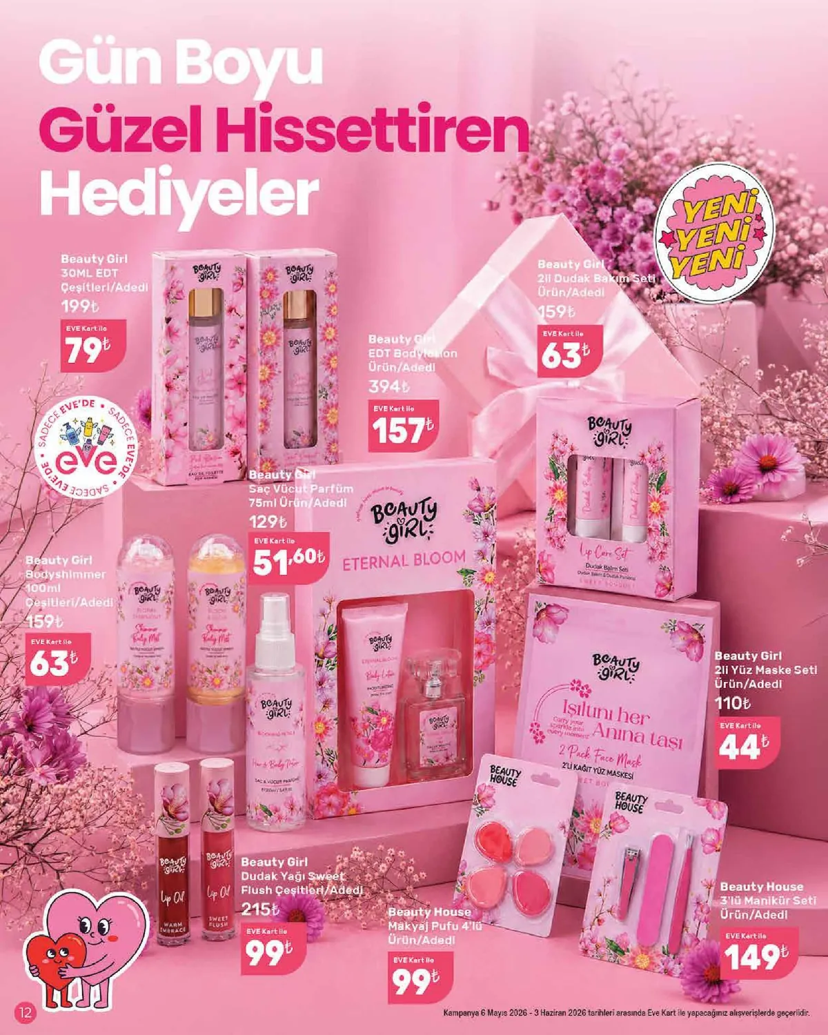 Eveshop Eveshop 6 Mayıs 2026 Aktüel Kataloğu sayfa 12: Beauty Girl 30Ml Edt Çeşitleri/Adedi, Beauty Girl 2Li Dudak Bakım Seti Ürün/Adedi
