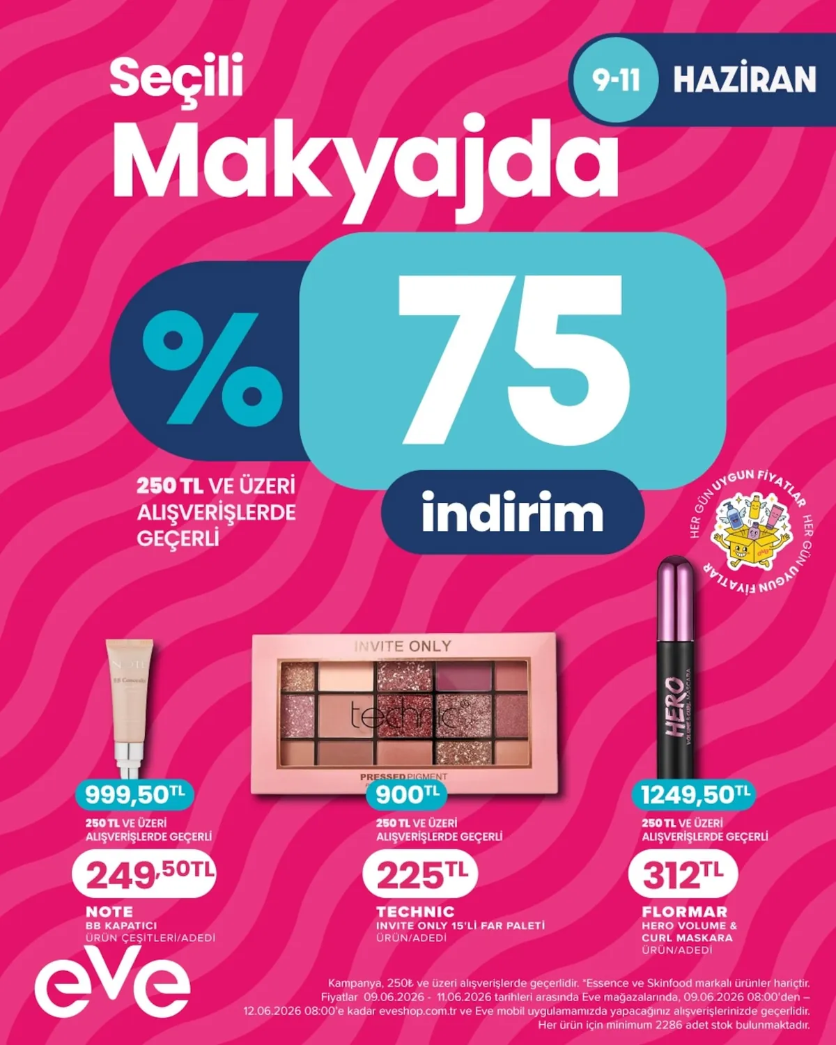 Eveshop Eveshop 9 Haziran 2026 Aktüel Kataloğu sayfa 9: Note Bb Concealer 30 Ml, Technic Invite Only 15'Li Far Paleti