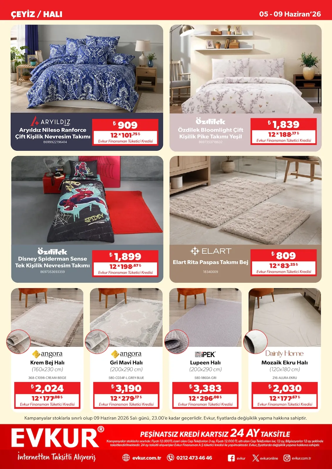 Evkur Evkur 5 Haziran 2026 Aktüel Kataloğu sayfa 9: Elart Rita Paspas Takımı Bej, Angora Krem Bej Halı (160X230 Cm)