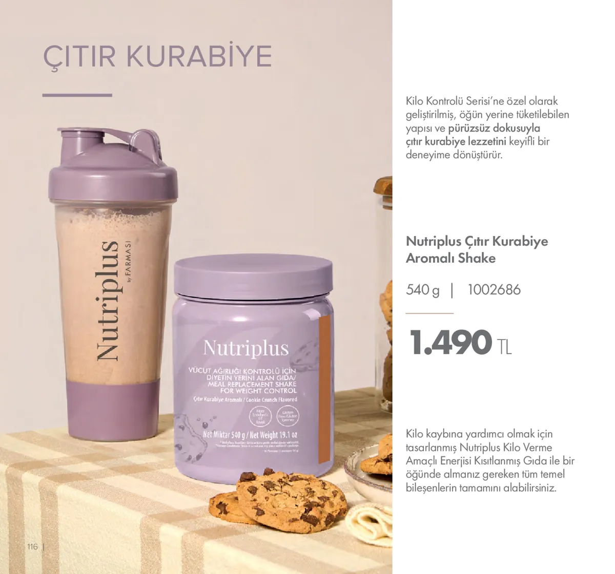 Farmasi Farmasi 1 Mayıs 2026 Aktüel Kataloğu sayfa 116: Nutriplus Çıtır Kurabiye Aromalı Shake 540G
