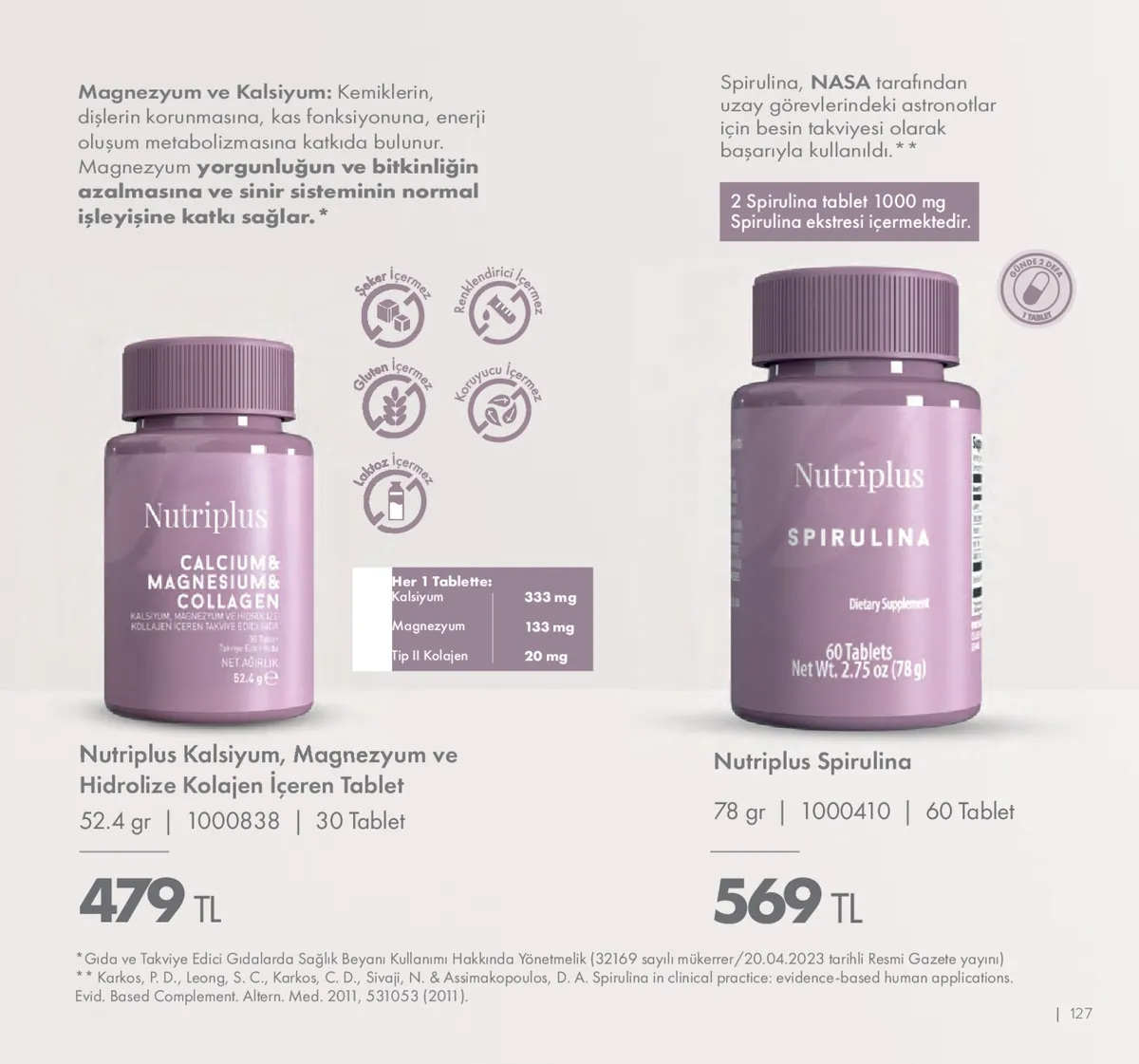 Farmasi Farmasi 1 Mayıs 2026 Aktüel Kataloğu sayfa 127: Nutriplus Spirulina 60 Tablet