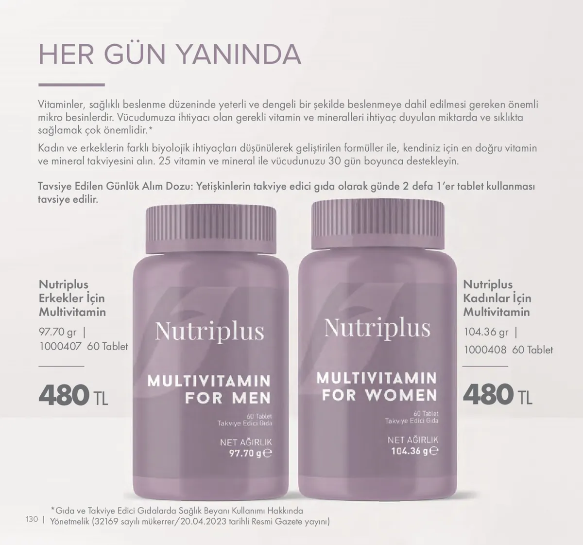 Farmasi Farmasi 1 Mayıs 2026 Aktüel Kataloğu sayfa 130: Nutriplus Multivitamin For Men 60 Tablet, Nutriplus Multivitamin For Women 60 Tablet
