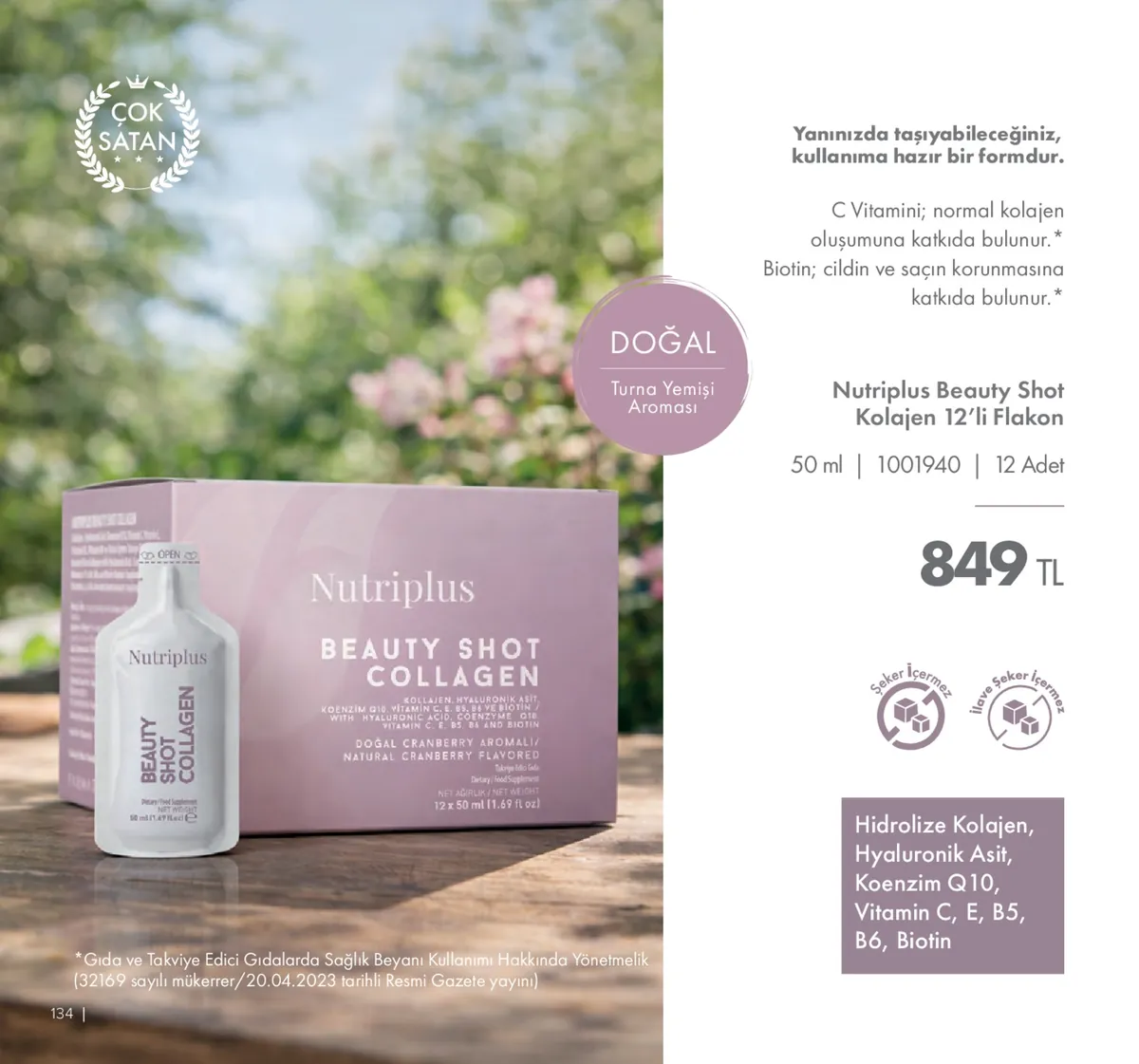 Farmasi Farmasi 1 Mayıs 2026 Aktüel Kataloğu sayfa 134: Nutriplus Beauty Shot Kolajen 12'Li Flakon 50 Ml