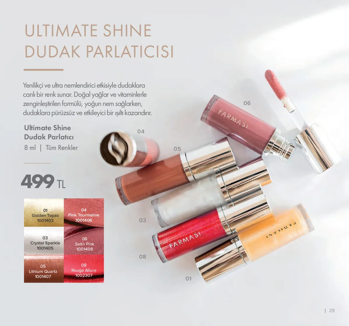 Farmasi Farmasi 1 Mayıs 2026 Aktüel Kataloğu sayfa 29: Ultimate Shine Dudak Parlatıcı 8Ml