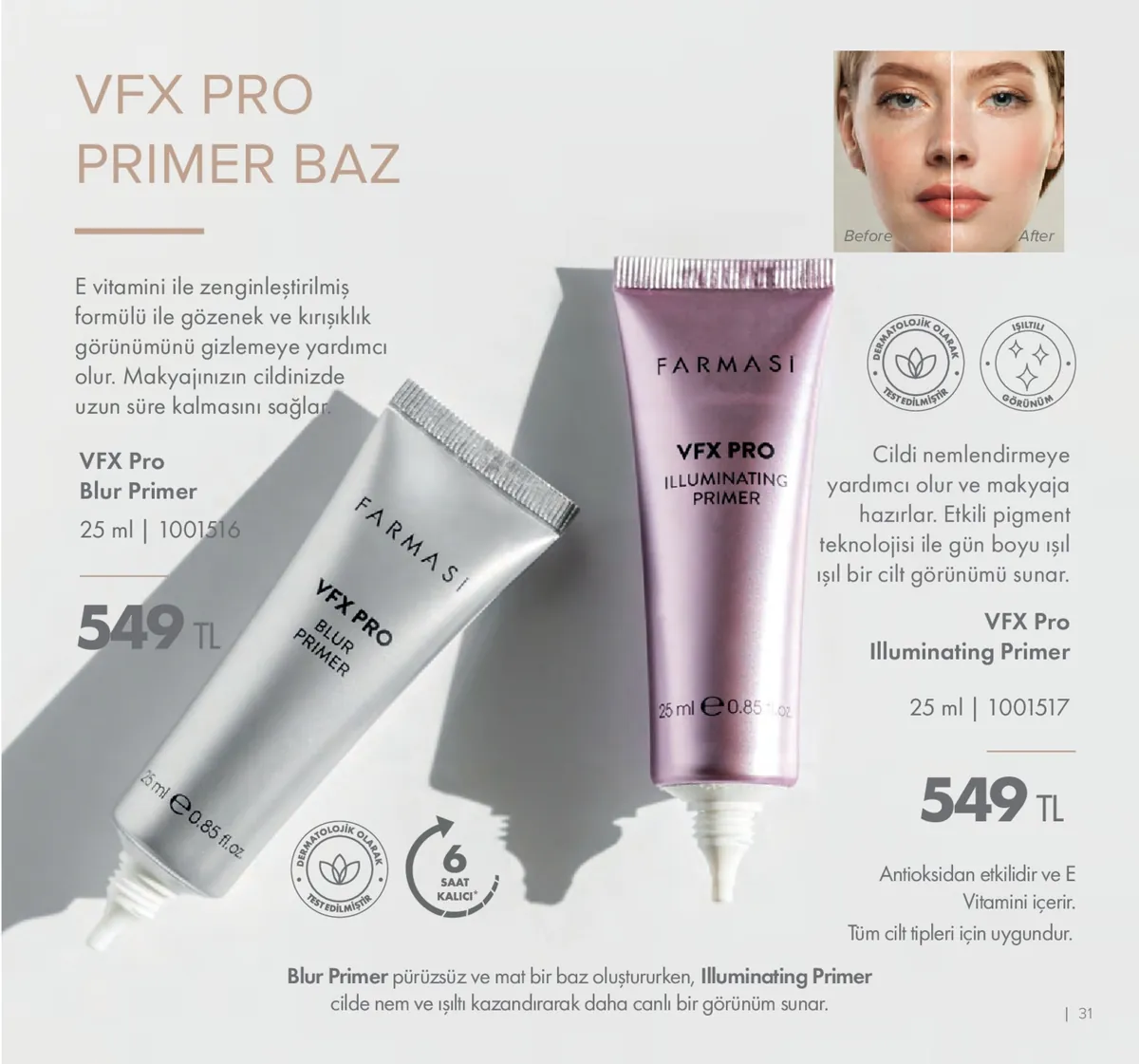 Farmasi Farmasi 1 Mayıs 2026 Aktüel Kataloğu sayfa 31: Farmasi Vfx Pro Illuminating Primer 25Ml