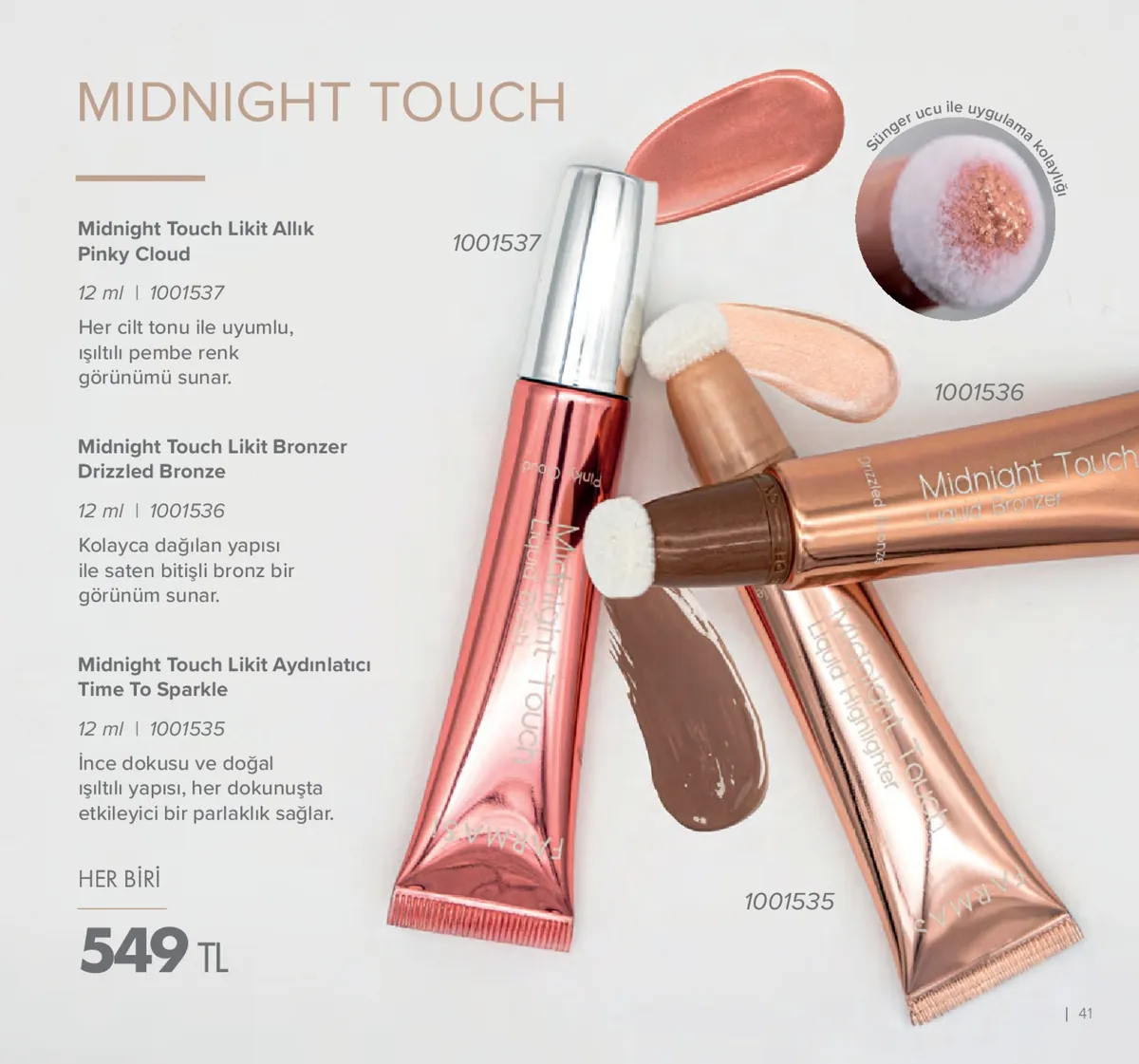 Farmasi Farmasi 1 Mayıs 2026 Aktüel Kataloğu sayfa 41: Farmasi Midnight Touch Likit Bronzer Drizzled Bronze 12Ml
