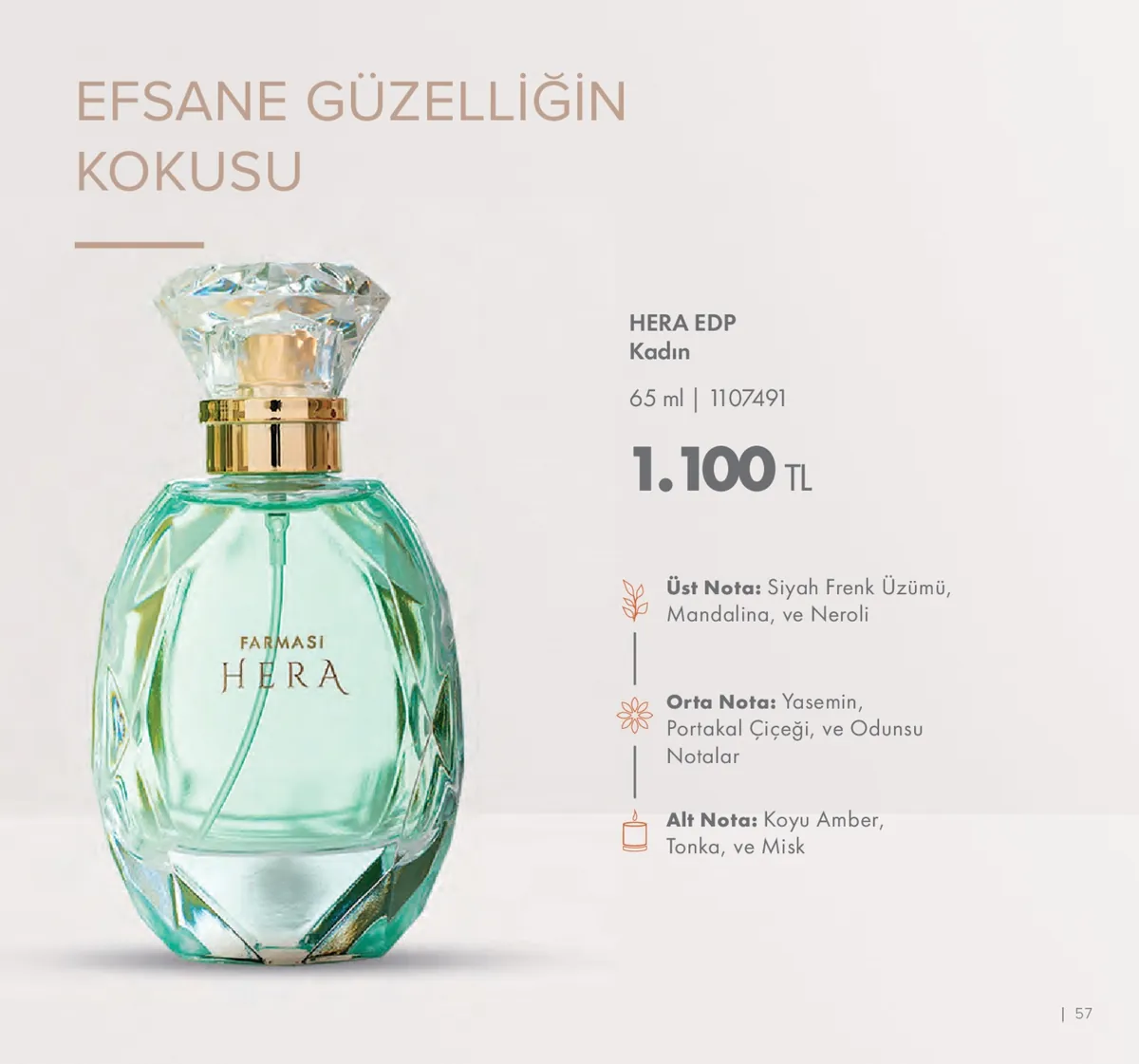 Farmasi Farmasi 1 Mayıs 2026 Aktüel Kataloğu sayfa 57: Farmasi Hera Edp Kadın 65Ml
