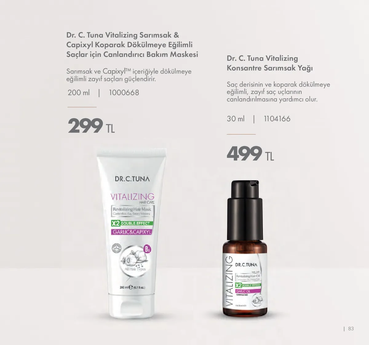 Farmasi Farmasi 1 Mayıs 2026 Aktüel Kataloğu sayfa 83: Dr. C. Tuna Vitalizing Konsantre Sarımsak Yağı 30Ml