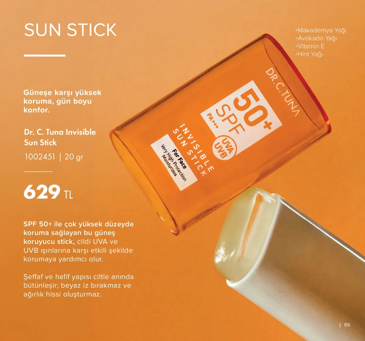 Farmasi Farmasi 1 Mayıs 2026 Aktüel Kataloğu sayfa 89: Dr. C. Tuna Invisible Sun Stick 20Gr