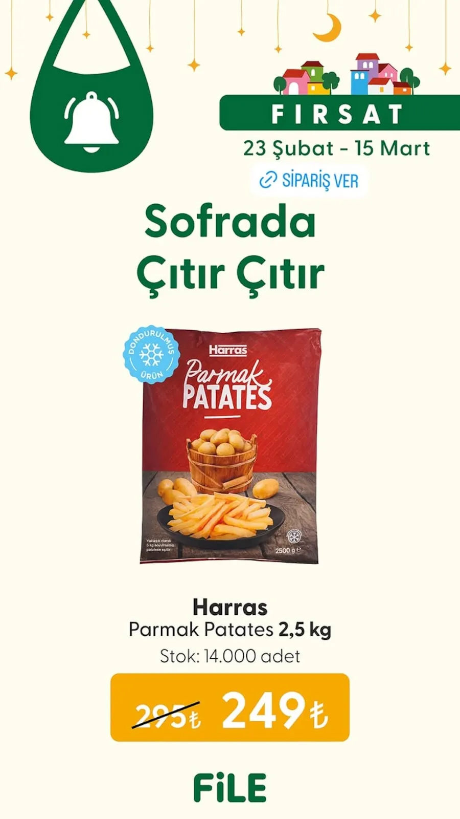File File Market 23 Şubat 2026 Aktüel Kataloğu sayfa 1: Harras Parmak Patates 2,5 Kg