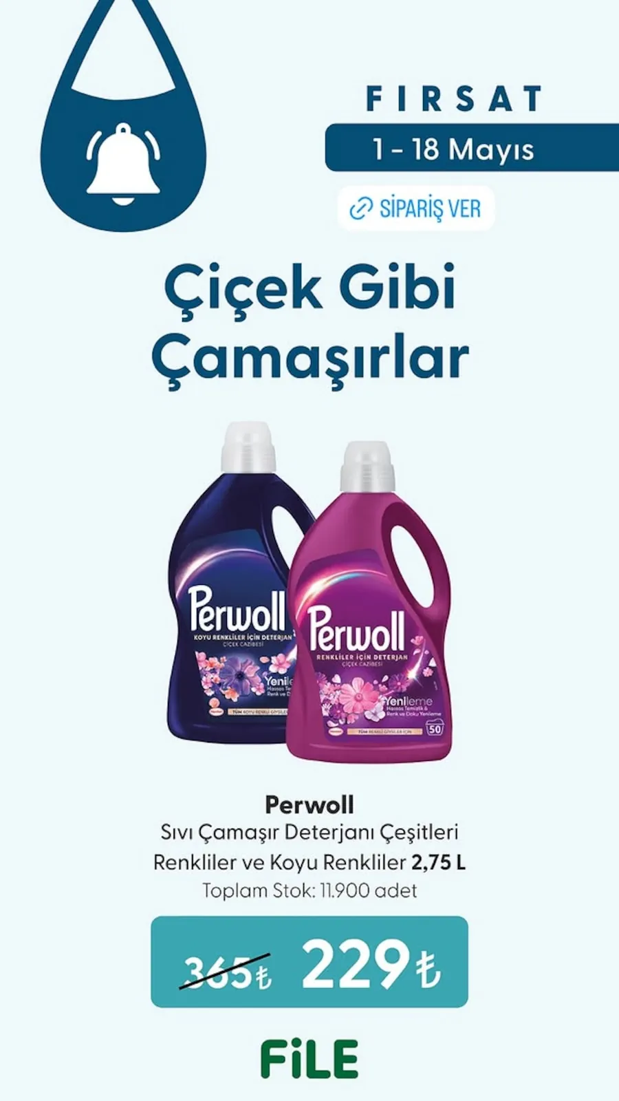 File File Market 1 Mayıs 2026 Aktüel Kataloğu sayfa 1: Perwoll Sıvı Çamaşır Deterjanı Renkliler Ve Koyu Renkliler 2,75 L