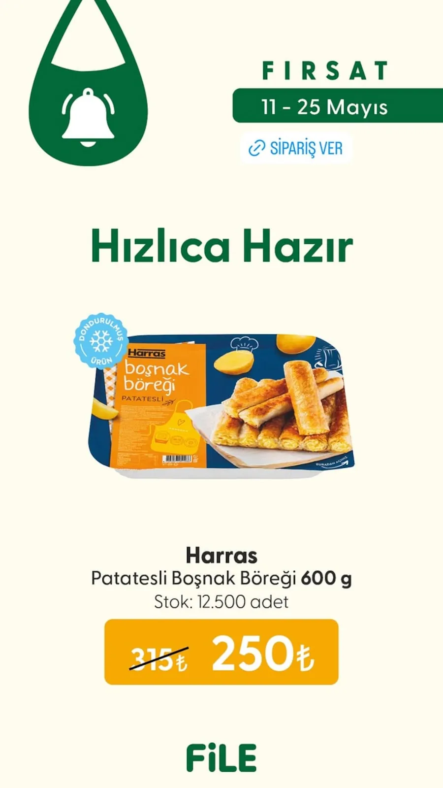 File File Market 11 Mayıs 2026 Aktüel Kataloğu sayfa 2: Harras Patatesli Boşnak Böreği 600 G