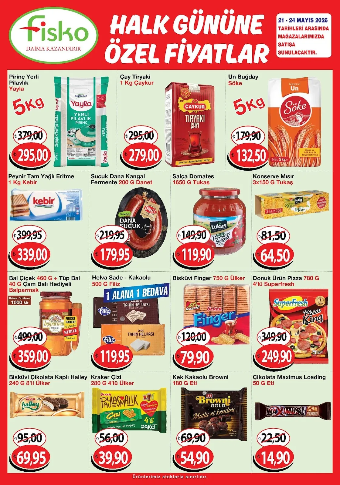 Fiskomar Fiskomar 21 Mayıs 2026 Aktüel Kataloğu sayfa 1: Kracker Çizi 280 G 4'Lü Ülker, Bisküvi Finger 750 G Ülker