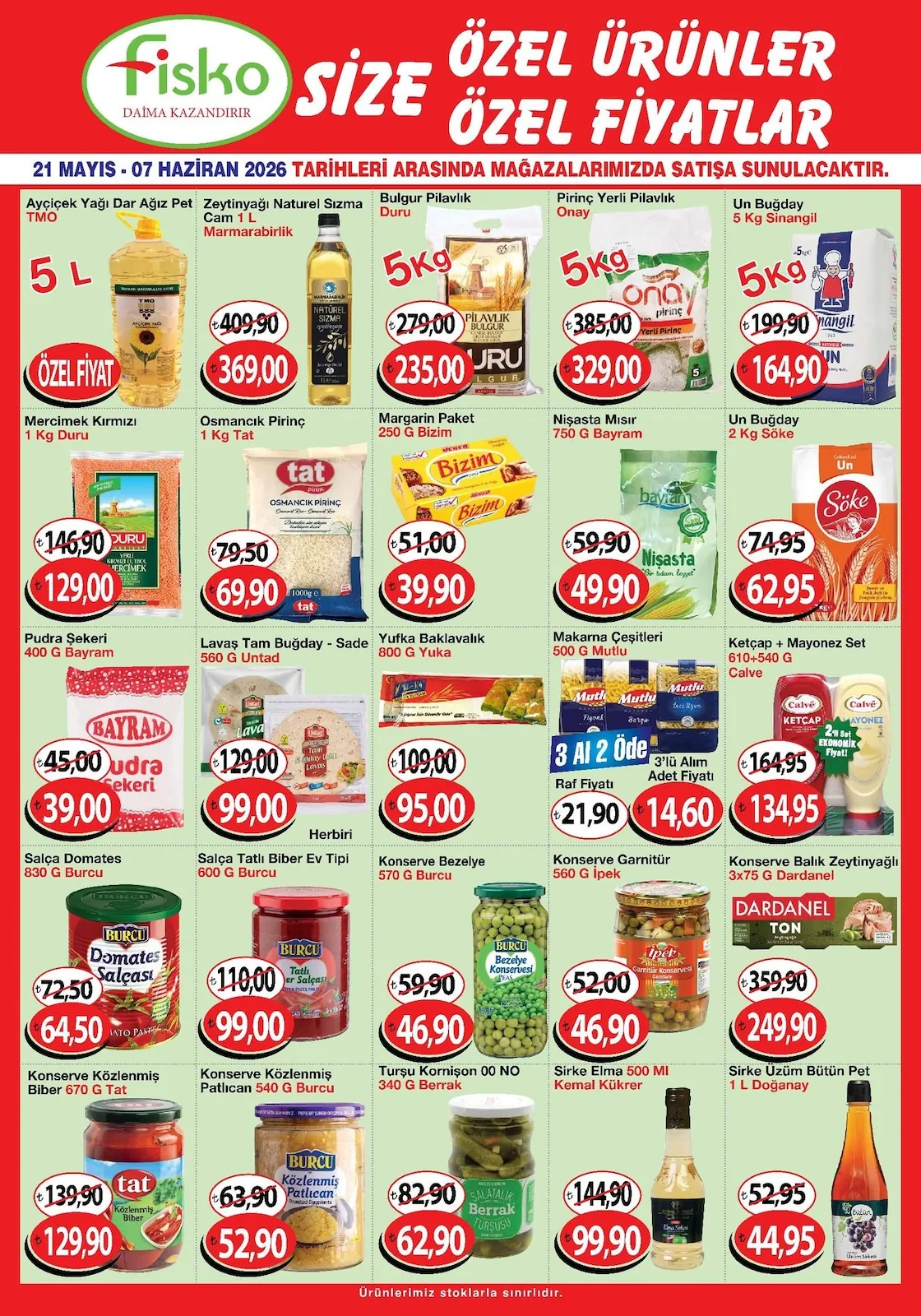 Fiskomar Fiskomar 21 Mayıs 2026 Aktüel Kataloğu sayfa 1: Nişasta Mısır 750 G, Salça Domates 830 G
