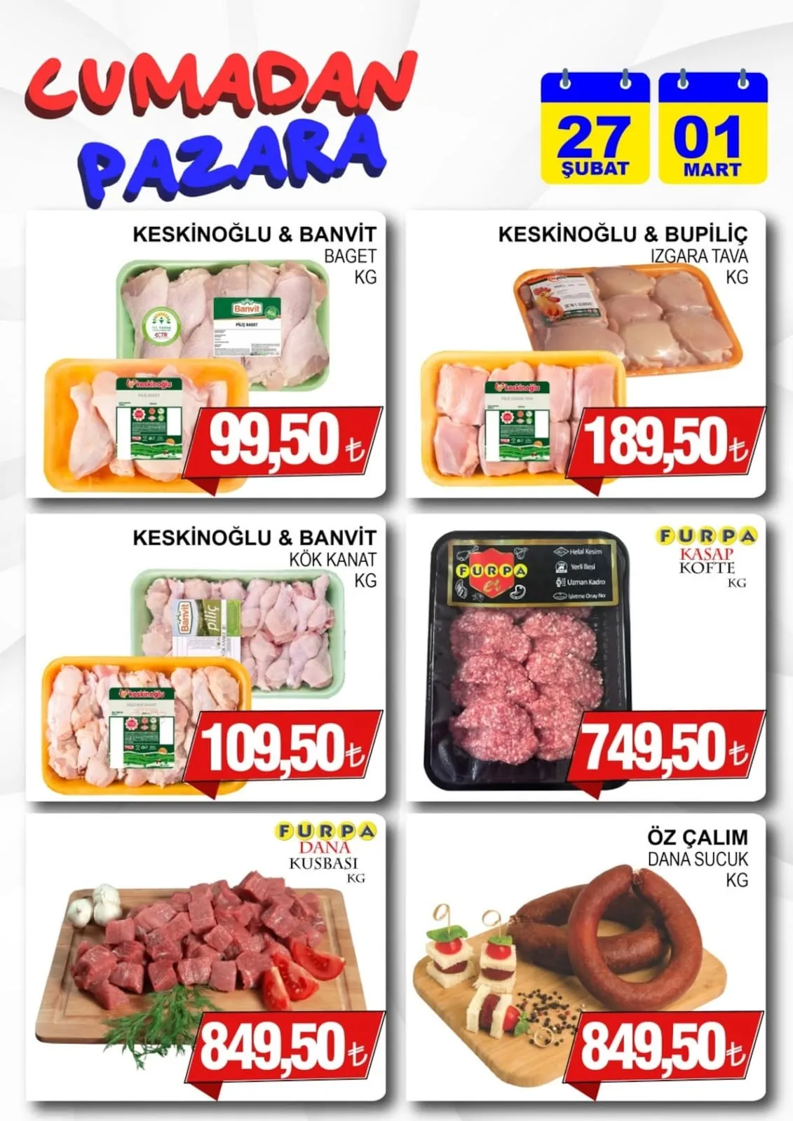 Furpa Furpa Market 27 Şubat 2026 Aktüel Kataloğu sayfa 2: Öz Çalim Dana Sucuk Kg, Keski̇Noğlu & Bupi̇Li̇Ç Izgara Tava Kg