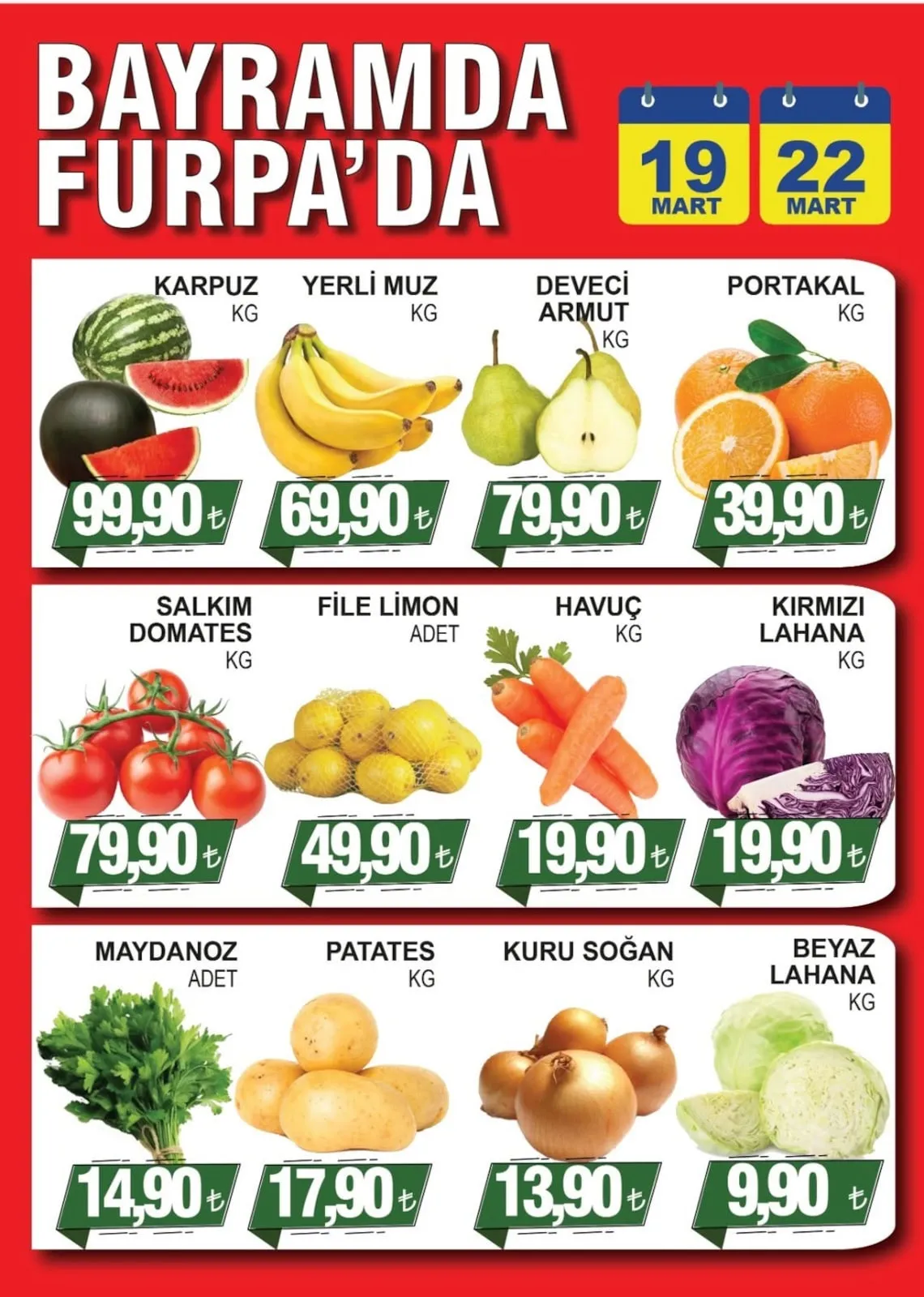 Furpa Furpa Market 19 Mart 2026 Aktüel Kataloğu sayfa 1: Salkim Domates Kg, File Limon Adet