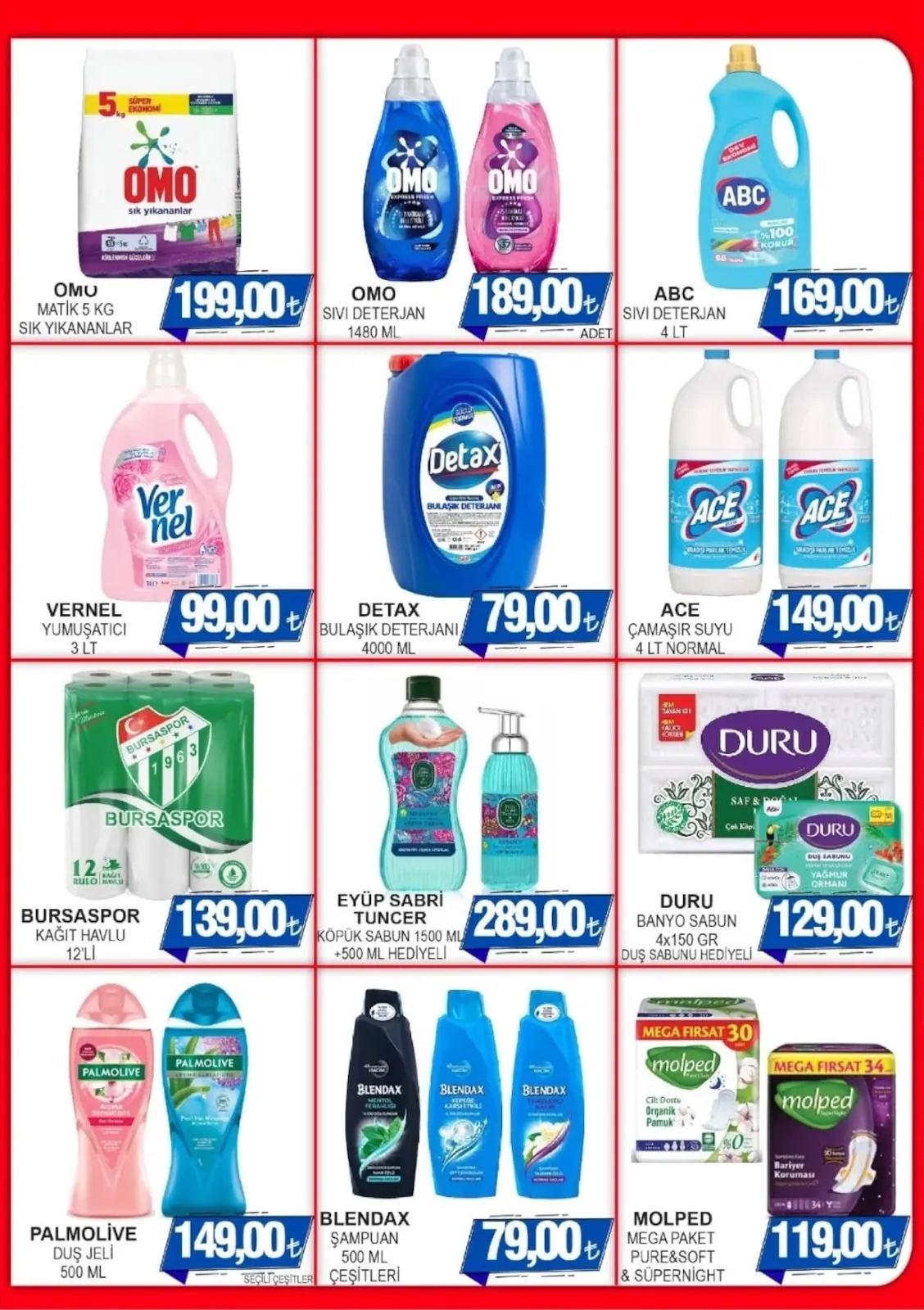 Furpa Furpa Market 23 Nisan 2026 Aktüel Kataloğu sayfa 8: Bursaspor Kagit Havlu 12'Li, Omo Sivi Deterjan 1480 Ml