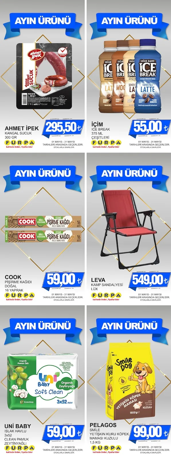 Furpa Furpa Market 1 Mayıs 2026 Aktüel Kataloğu sayfa 2: Leva Kamp Sandalyesi Lux, Pelagos Smile Yetiskin Kuru Kopek Mamasi Kuzulu 1.5Kg