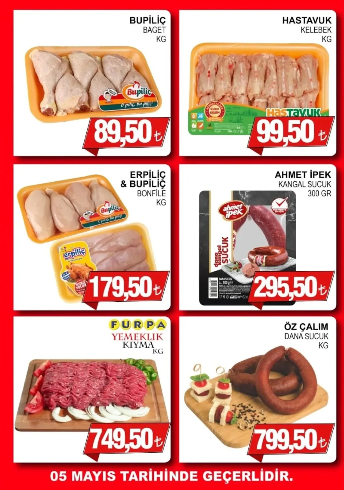 Furpa Furpa Market 5 Mayıs 2026 Aktüel Kataloğu sayfa 3: Erpiliç & Bupiliç Bonfile Kg, Ahmet İpek Kangal Sucuk 300 Gr