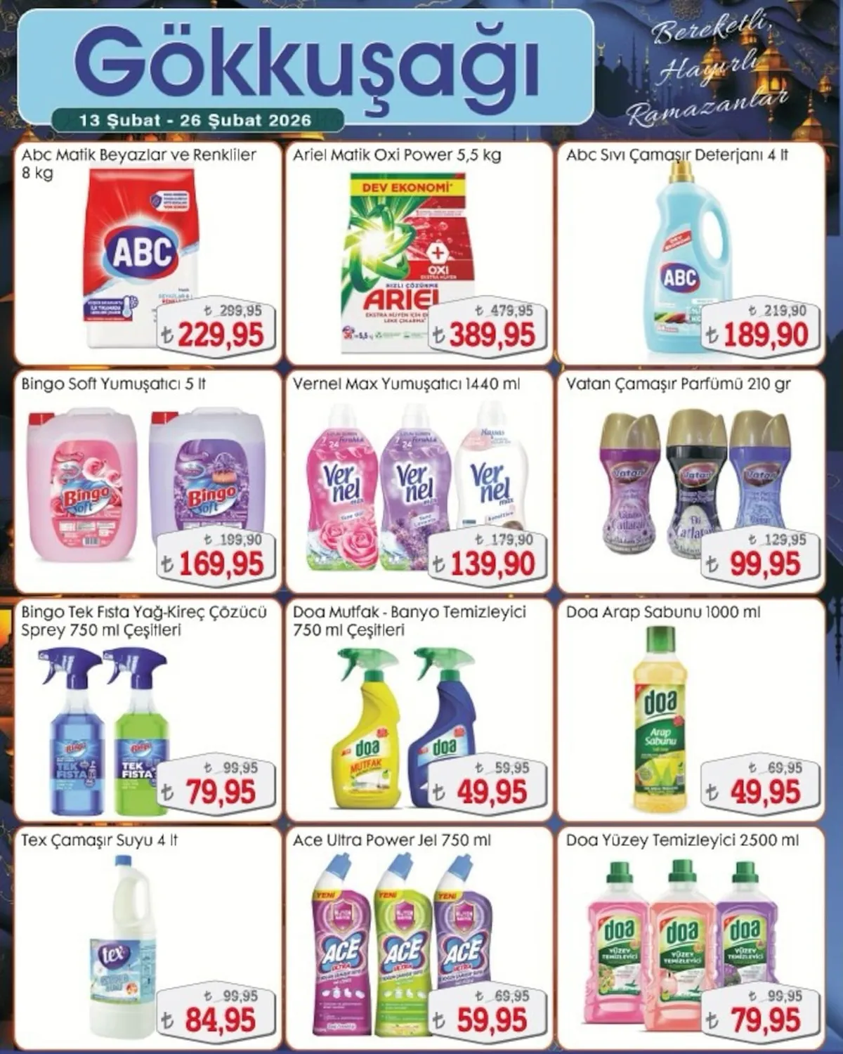 Gökkuşağı Gökkuşağı Market 13 Şubat 2026 Aktüel Kataloğu sayfa 19: Vernel Max Yumuşatıcı 1440 Ml, Doa Arap Sabunu 1000 Ml