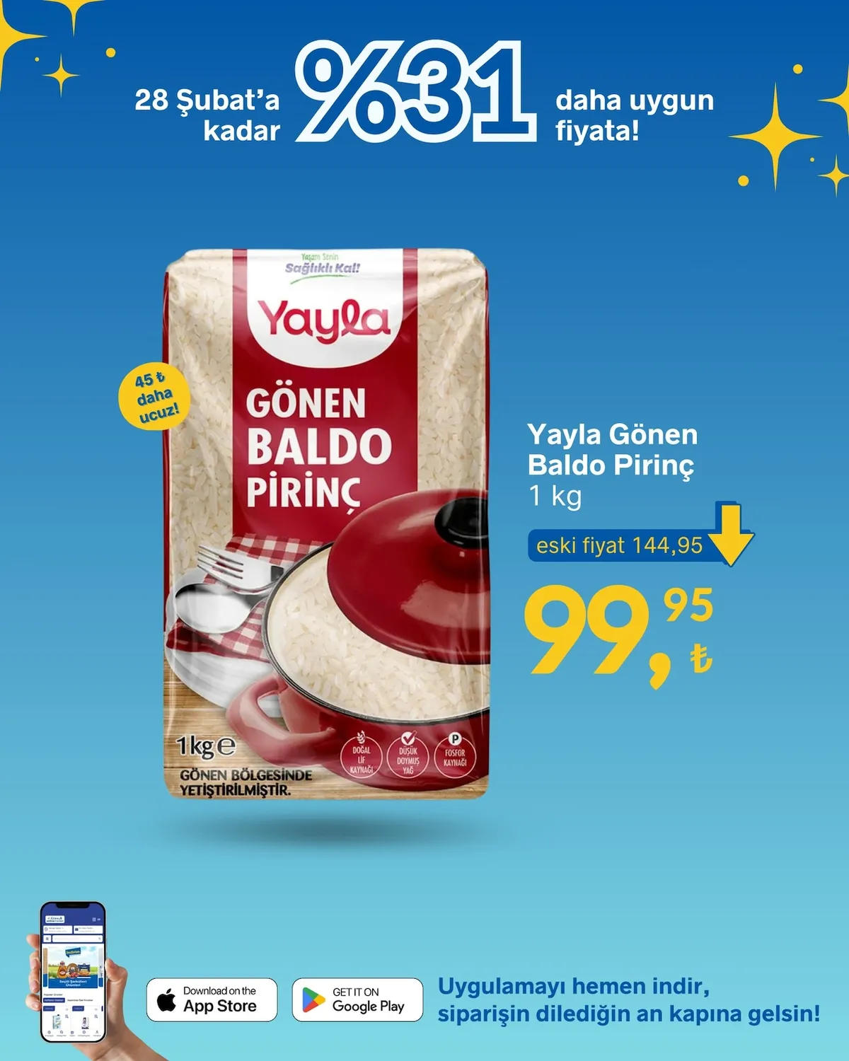 Gürmar Gürmar 16 Şubat 2026 Aktüel Kataloğu sayfa 8: Yayla Gönen Baldo Pirinç 1 Kg