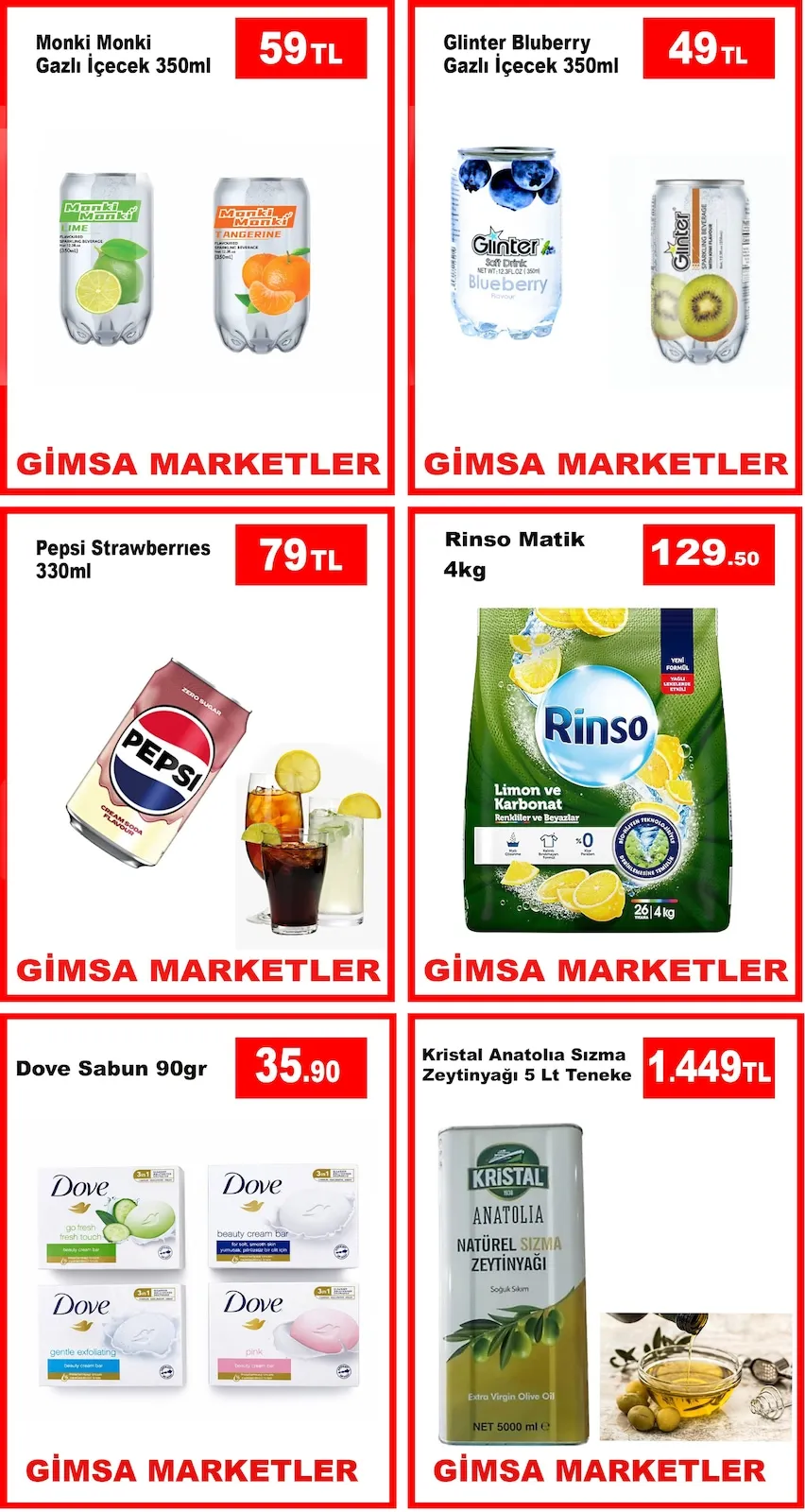 Gimsa Gimsa 26 Mart 2026 Aktüel Kataloğu sayfa 3: Pepsi Strawberries 330Ml, Kristal Anatolia Sızma Zeytinyağı 5 Lt Teneke