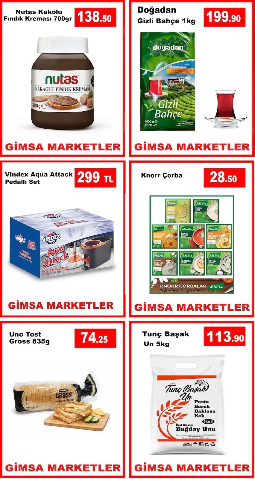 Gimsa Gimsa 26 Mart 2026 Aktüel Kataloğu sayfa 6: Uno Tost Gross 835G, Tunç Başak Un 5Kg