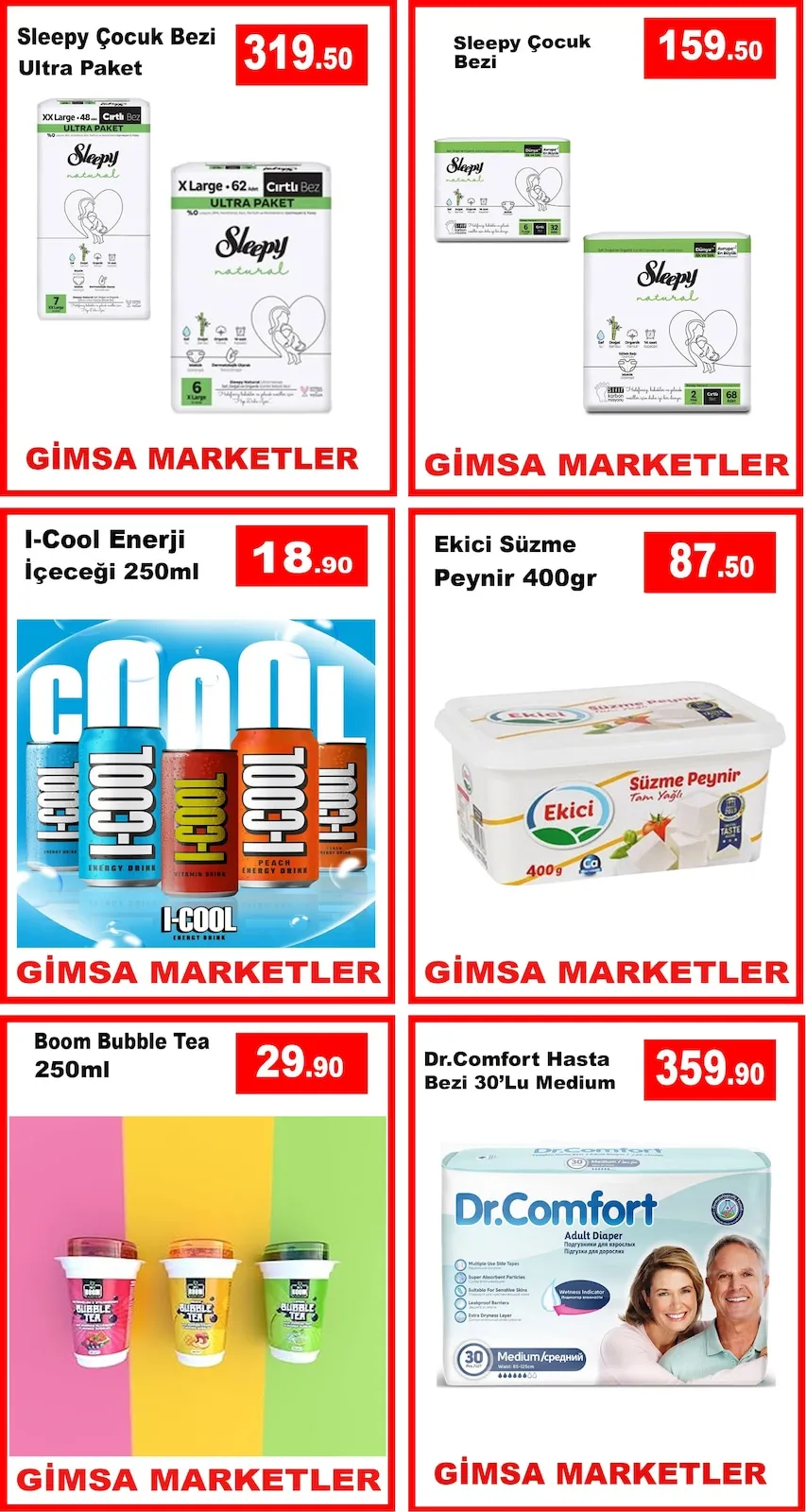 Gimsa Gimsa 27 Mart 2026 Aktüel Kataloğu sayfa 2: Ekici Süzme Peynir 400Gr, I-Cool Enerji İçeceği 250Ml