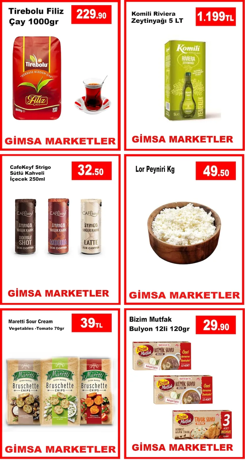 Gimsa Gimsa 16 Nisan 2026 Aktüel Kataloğu sayfa 2: Lor Peyniri Kg, Komili Riviera Zeytinyağı 5 Lt