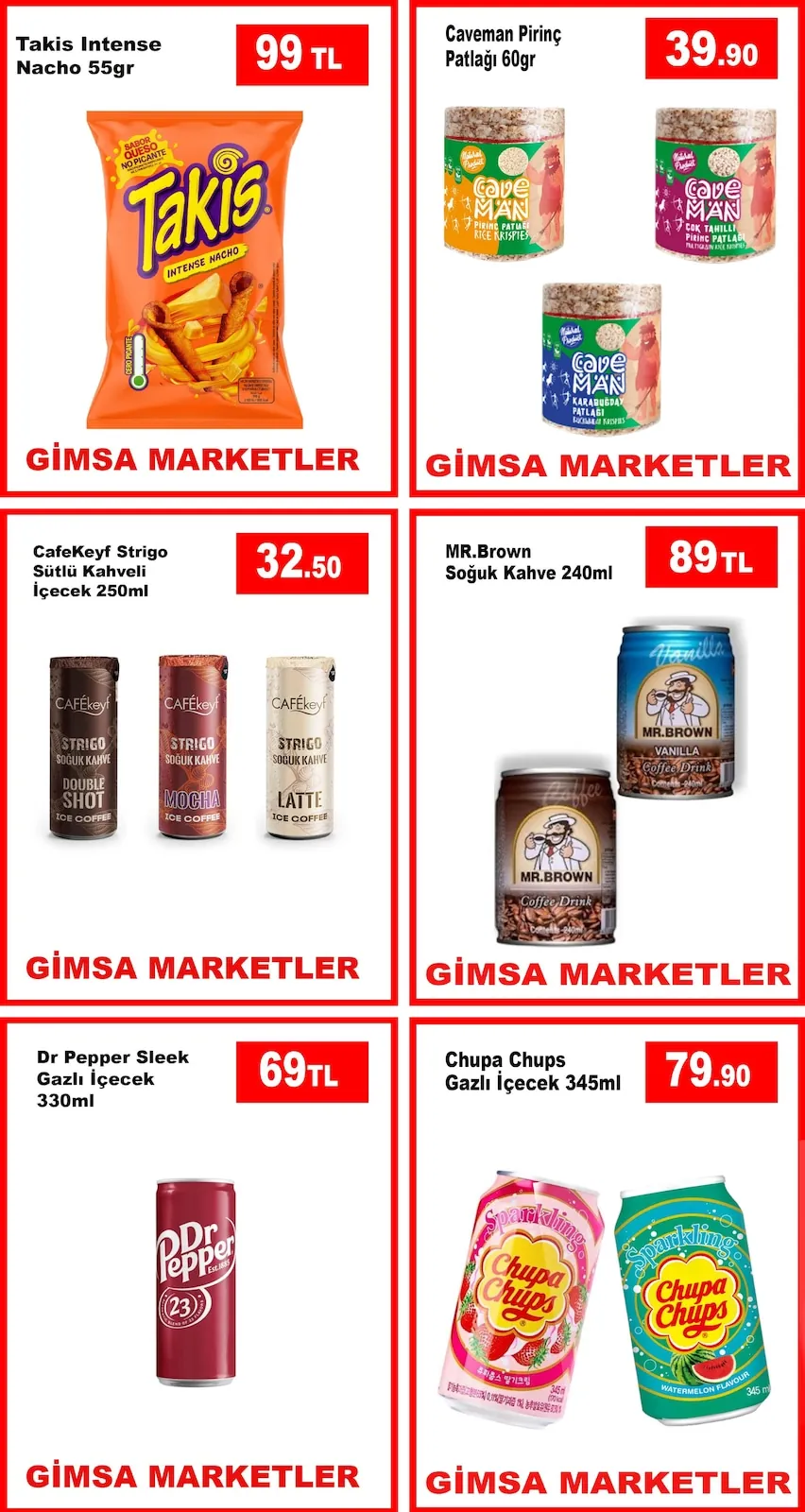 Gimsa Gimsa 20 Nisan 2026 Aktüel Kataloğu sayfa 2: Chupa Chups Gazlı İçecek 345Ml, Takis Intense Nacho 55Gr