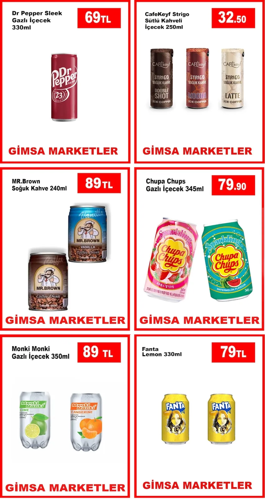 Gimsa Gimsa 21 Nisan 2026 Aktüel Kataloğu sayfa 3: Chupa Chups Gazlı İçecek 345Ml, Dr Pepper Sleek Gazlı İçecek 330Ml
