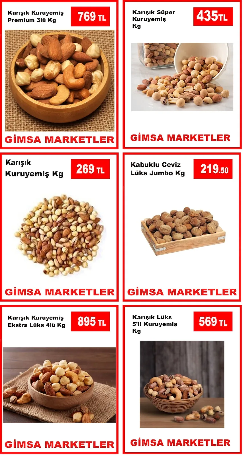 Gimsa Gimsa 21 Nisan 2026 Aktüel Kataloğu sayfa 4: Kabuklu Ceviz Lüks Jumbo Kg, Karışık Kuruyemiş Kg