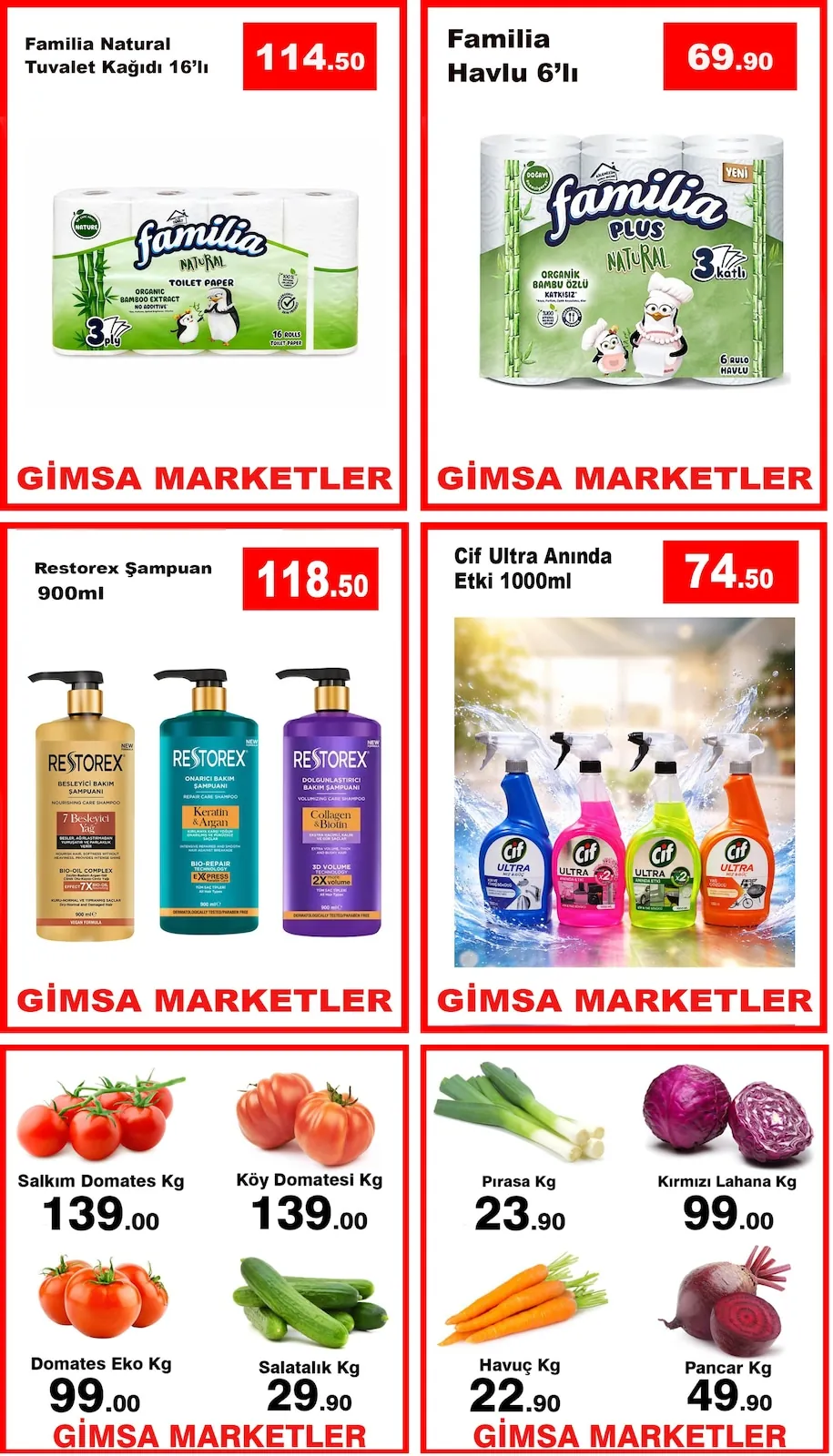 Gimsa Gimsa 22 Nisan 2026 Aktüel Kataloğu sayfa 7: Pırasa Kg, Familia Natural Tuvalet Kağıdı 16'Lı