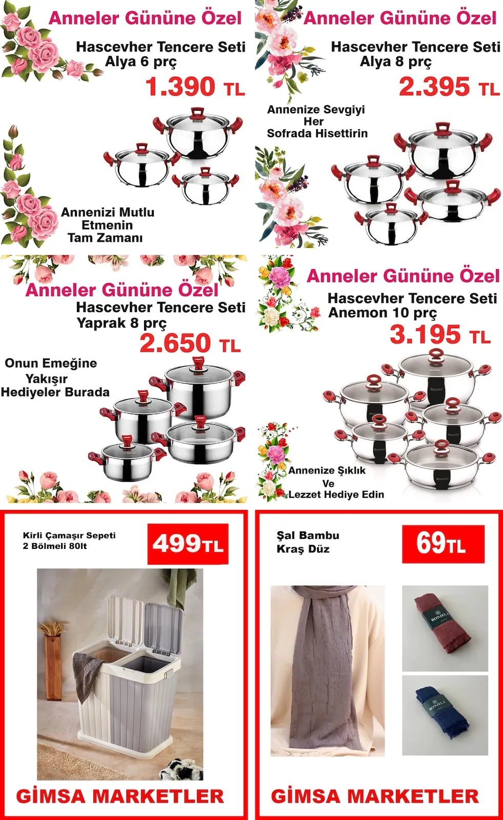 Gimsa Gimsa 25 Nisan 2026 Aktüel Kataloğu sayfa 1: Hascevher Tencere Seti Alya 6 Prc, Kirli Camaşir Sepeti 2 Bölmeli 80Lt