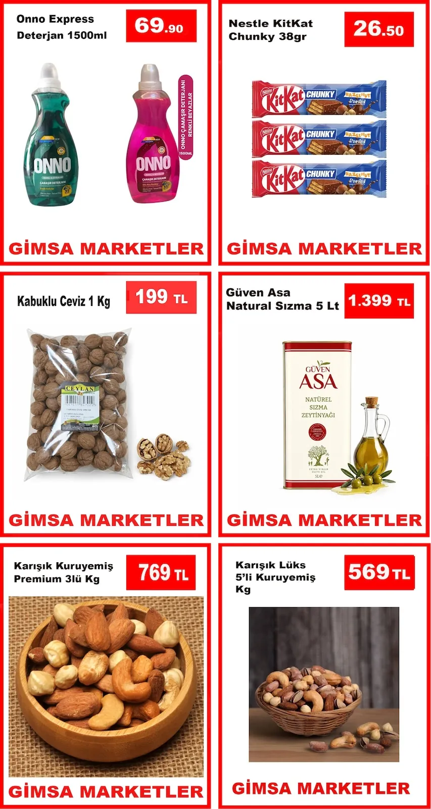 Gimsa Gimsa 29 Nisan 2026 Aktüel Kataloğu sayfa 2: Kabuklu Ceviz 1 Kg, Güven Asa Natural Sızma 5 Lt