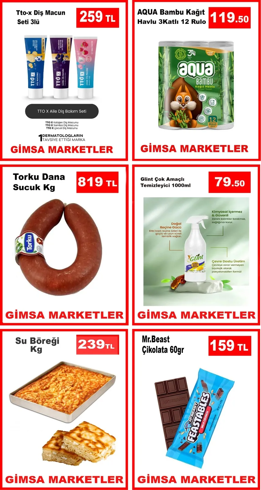 Gimsa Gimsa 29 Nisan 2026 Aktüel Kataloğu sayfa 6: Su Böreği Kg, Torku Dana Sucuk Kg